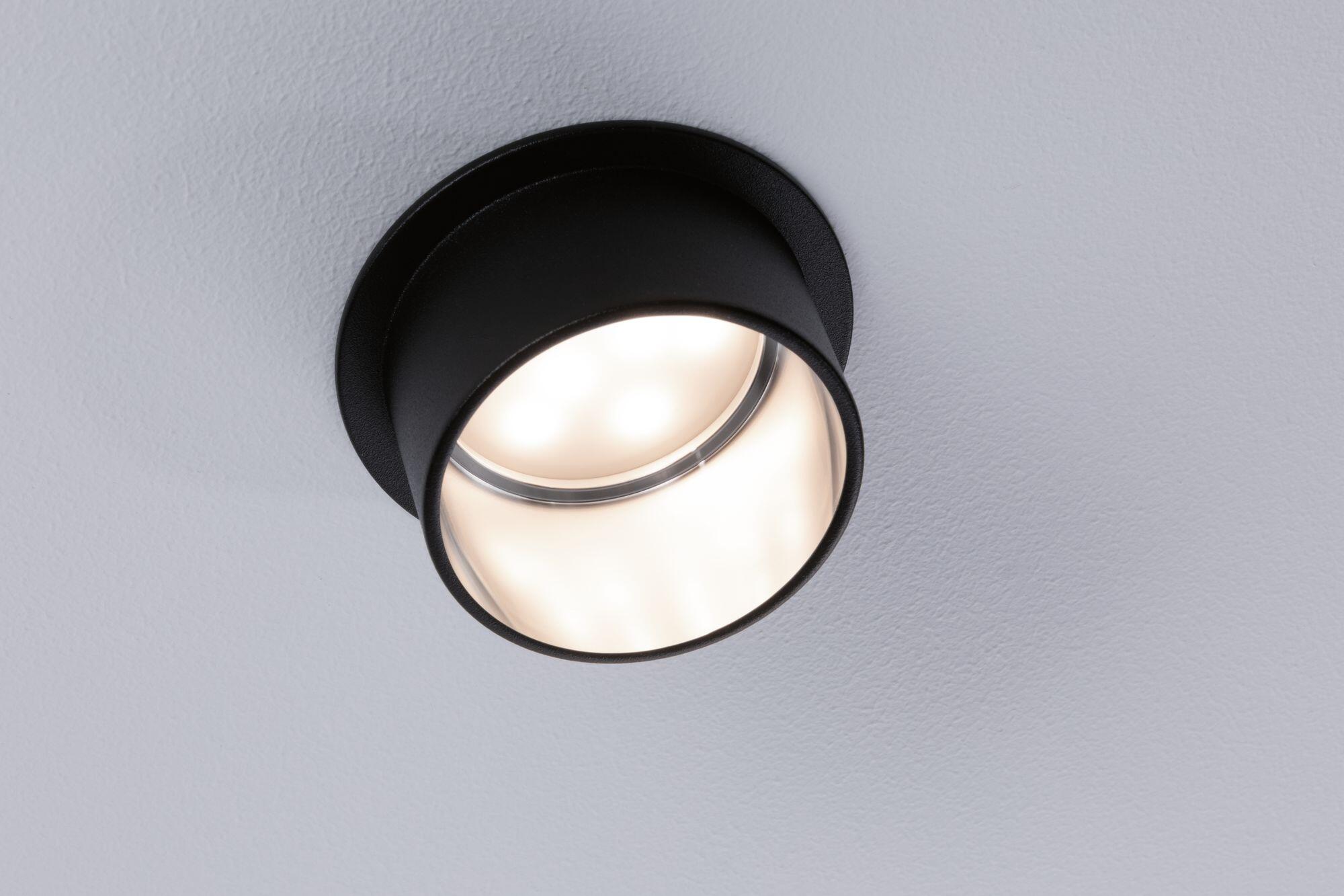 Kit 3 spots à encastrer fixe Gil module led, 2700K PAULMANN rond noir acier - 3