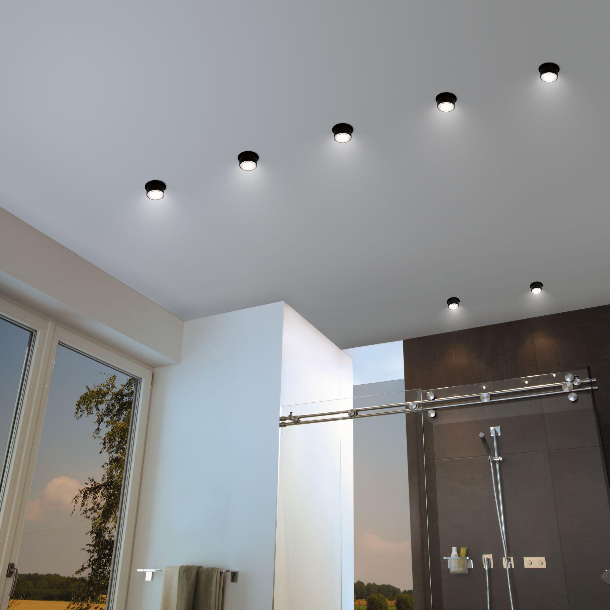 Kit 3 spots à encastrer fixe Gil module led, 2700K PAULMANN rond noir acier - 10