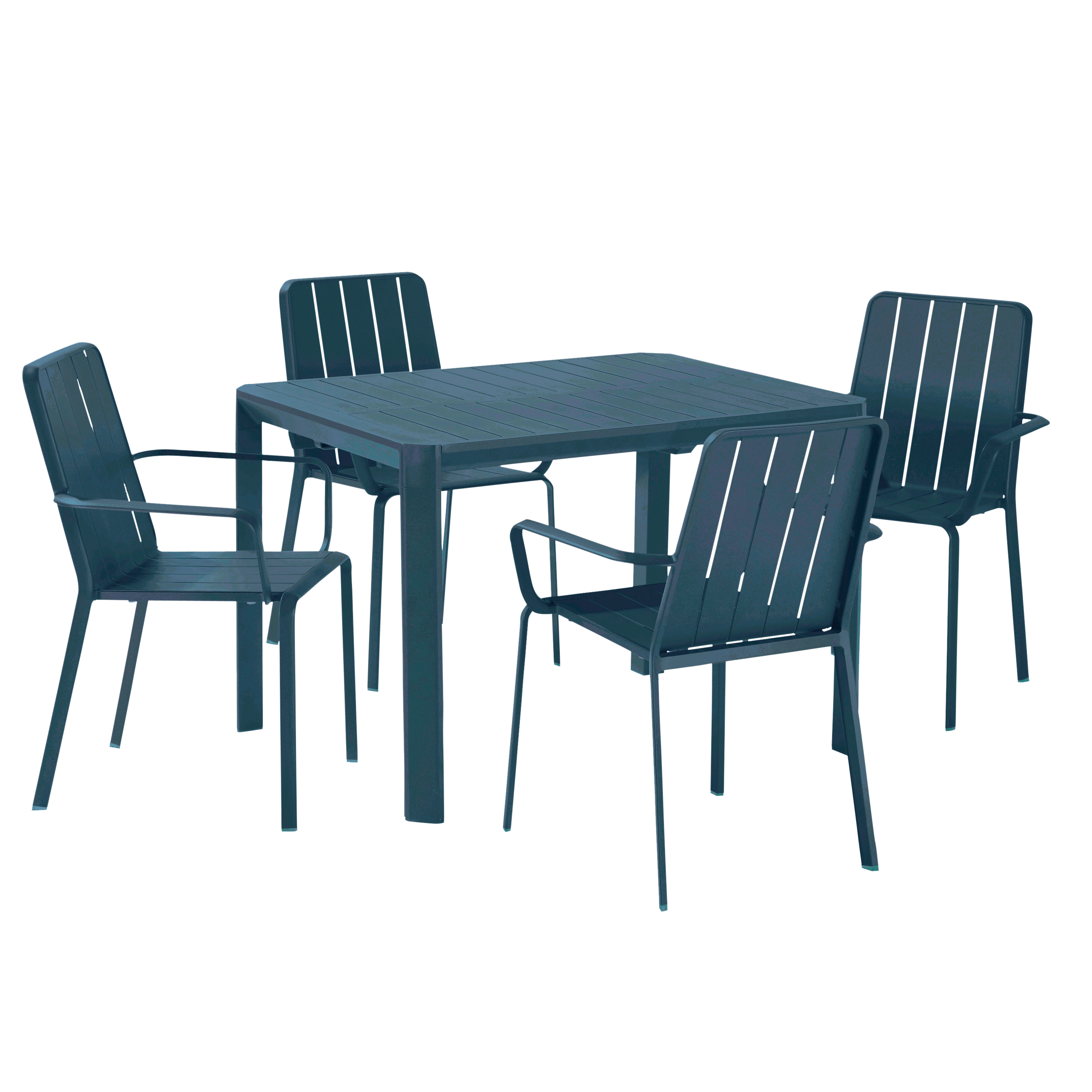 Sedia da giardino con braccioli Idaho NATERIAL, struttura e seduta in alluminio blu - 10