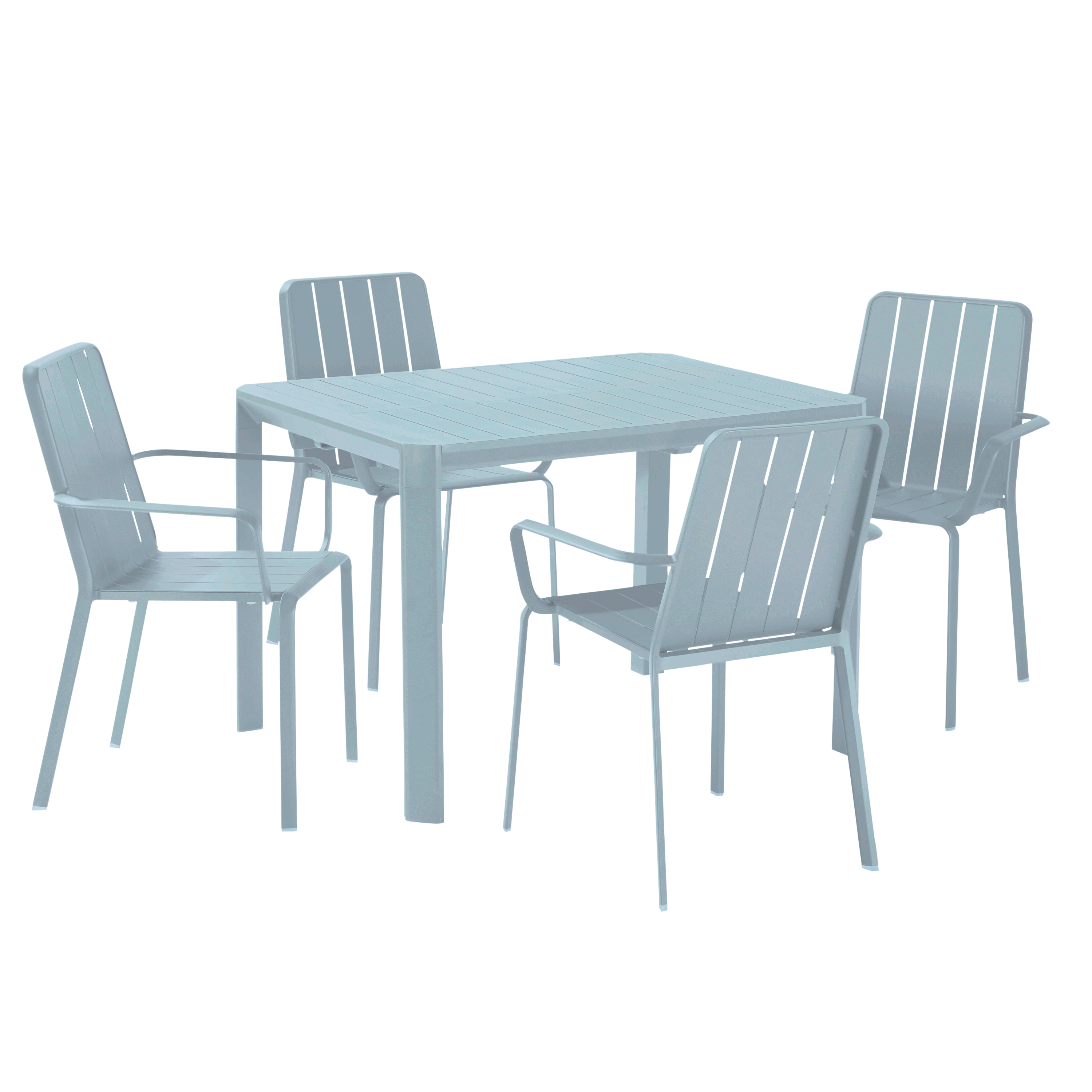 Sedia da giardino con braccioli Idaho NATERIAL, struttura in alluminio blu, seduta in alluminio azzurro - 10