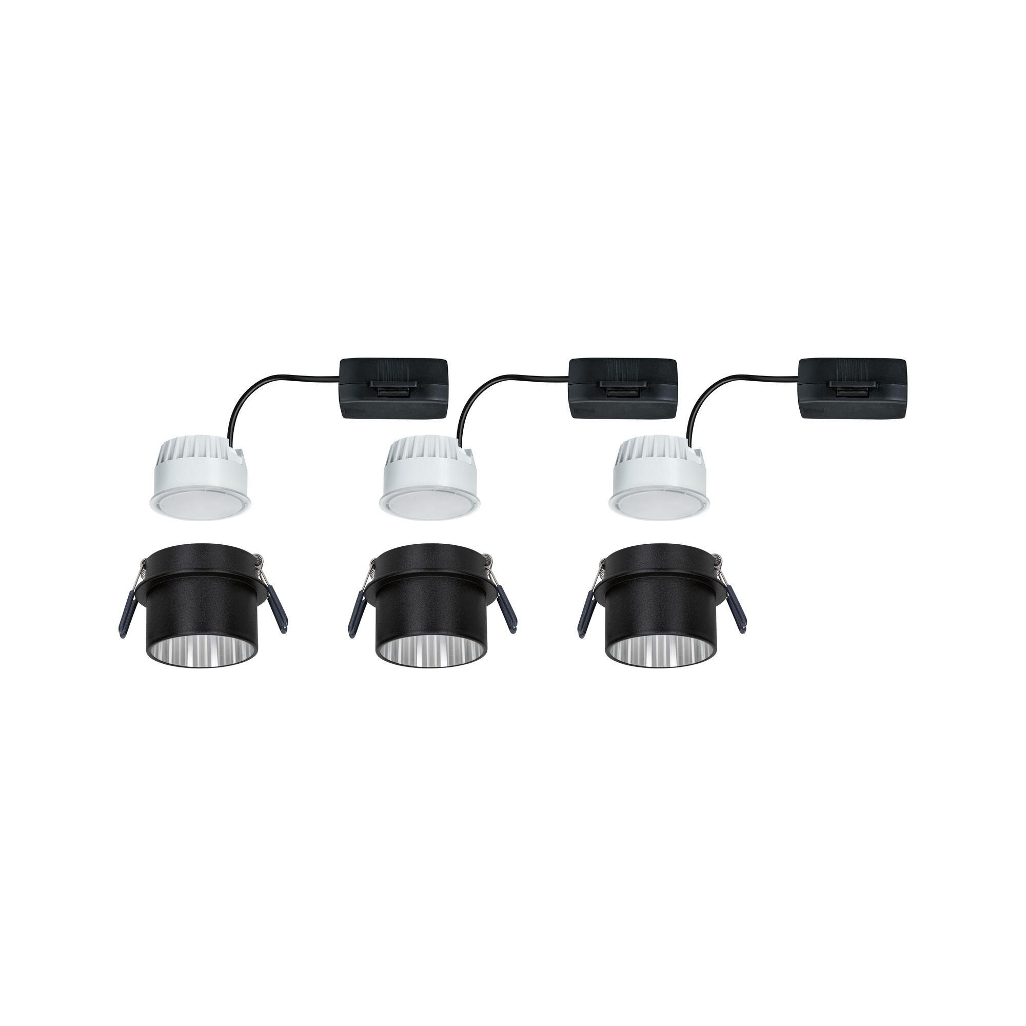 Kit 3 spots à encastrer fixe Gil module led, 2700K PAULMANN rond noir acier - 5