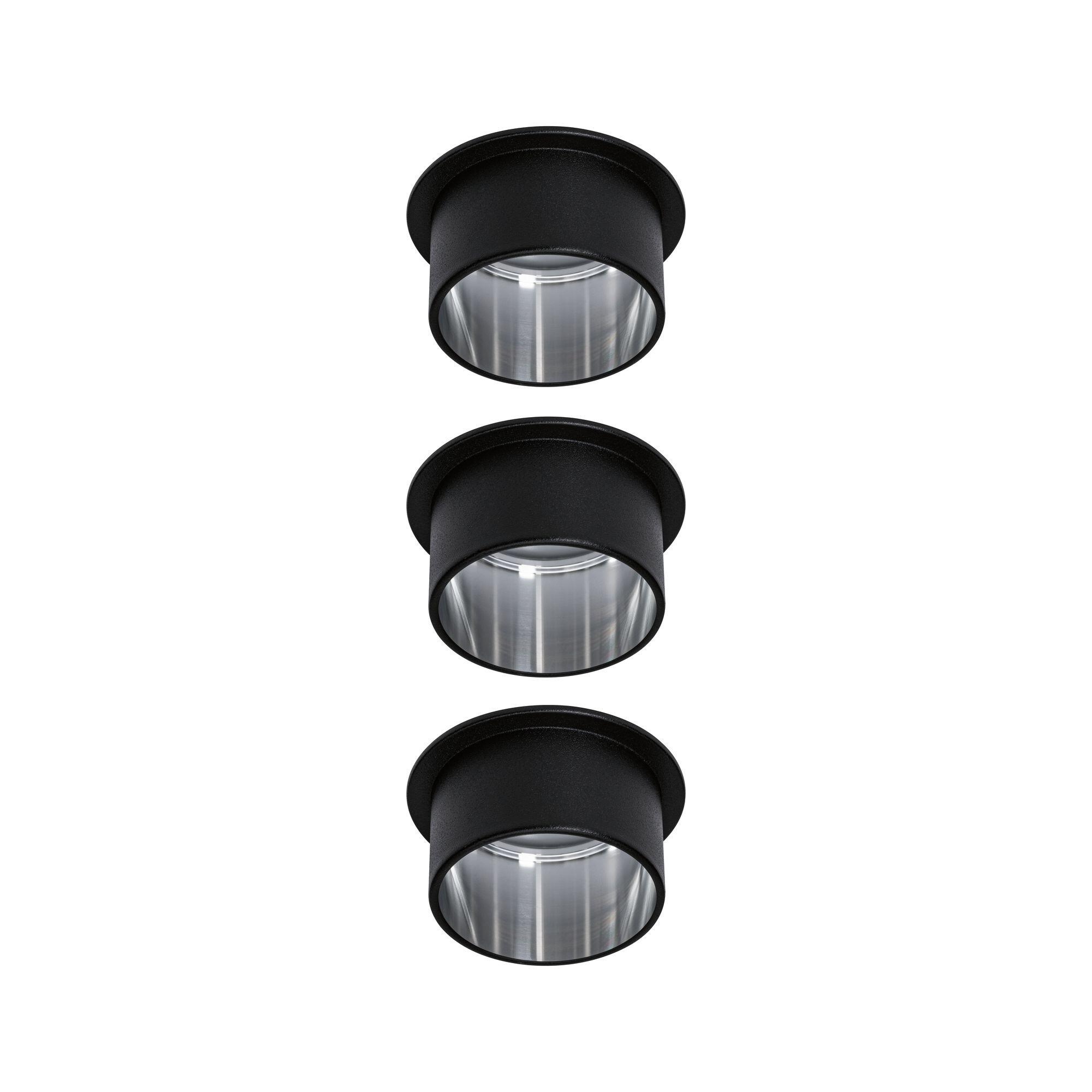 Kit 3 spots à encastrer fixe Gil module led, 2700K PAULMANN rond noir acier - 2
