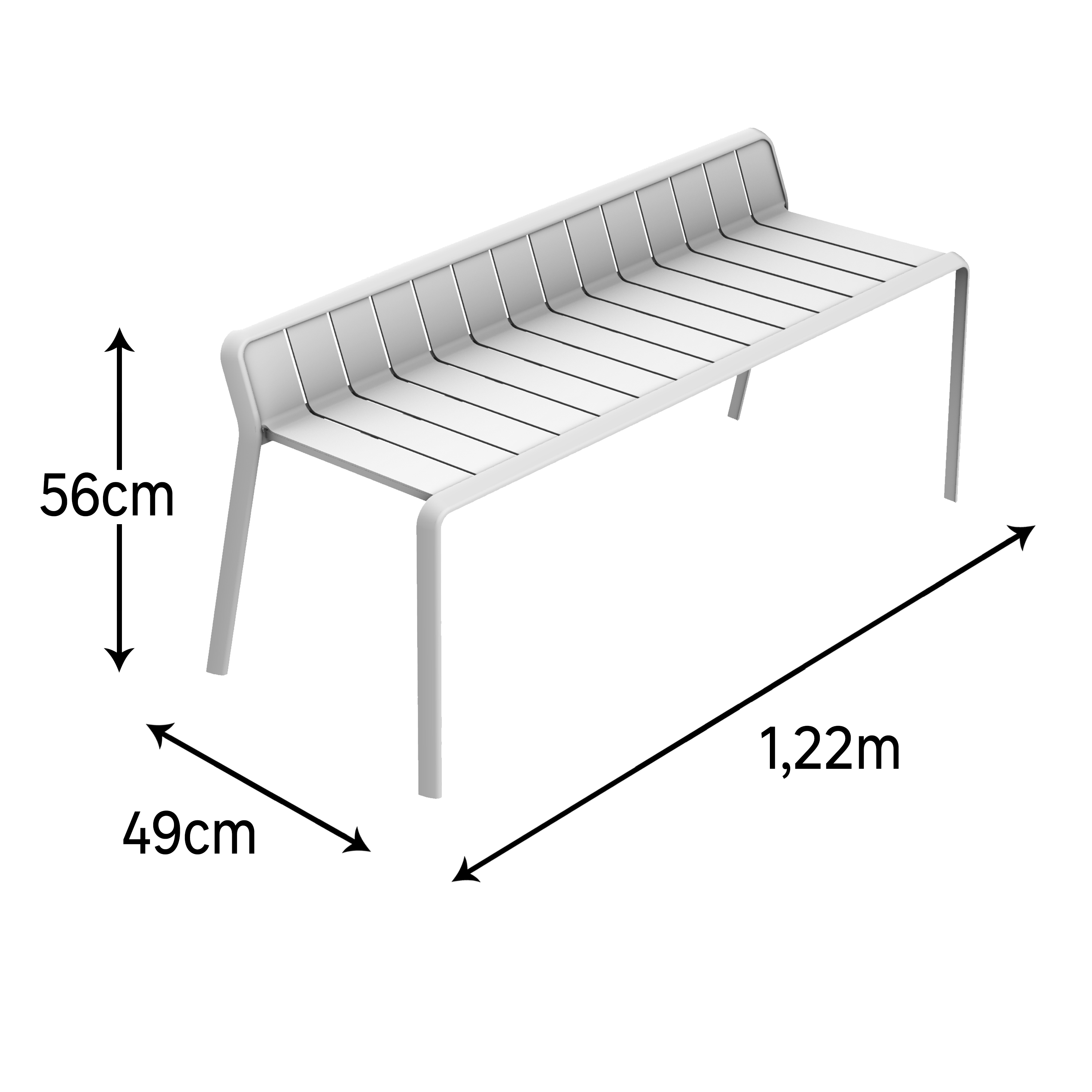 Panca da giardino in alluminio grigio Idaho NATERIAL, 2 posti - 12