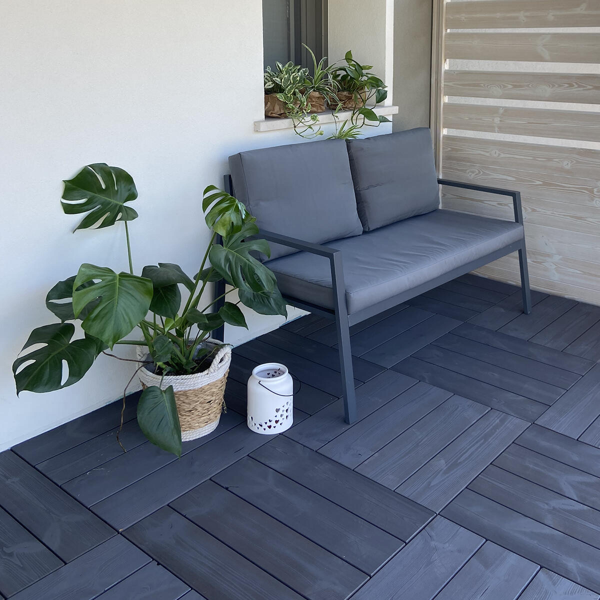 Dalle clipsable smartdeck thermowood pin THT, gris, L.60 x l.60 cm x Ep.2.5 mm - 2