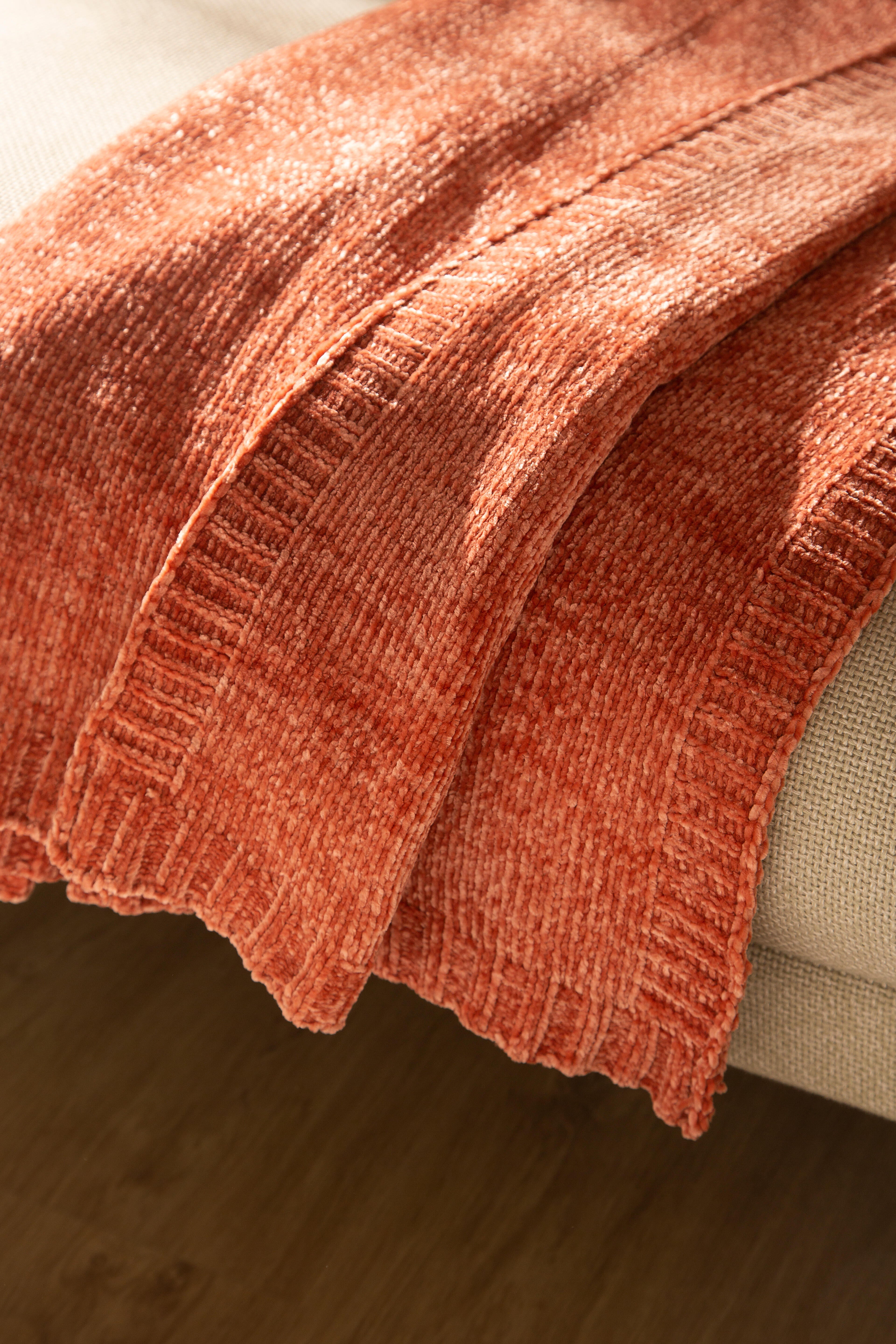 Manta chenilla poliéster teja 130x170 cm