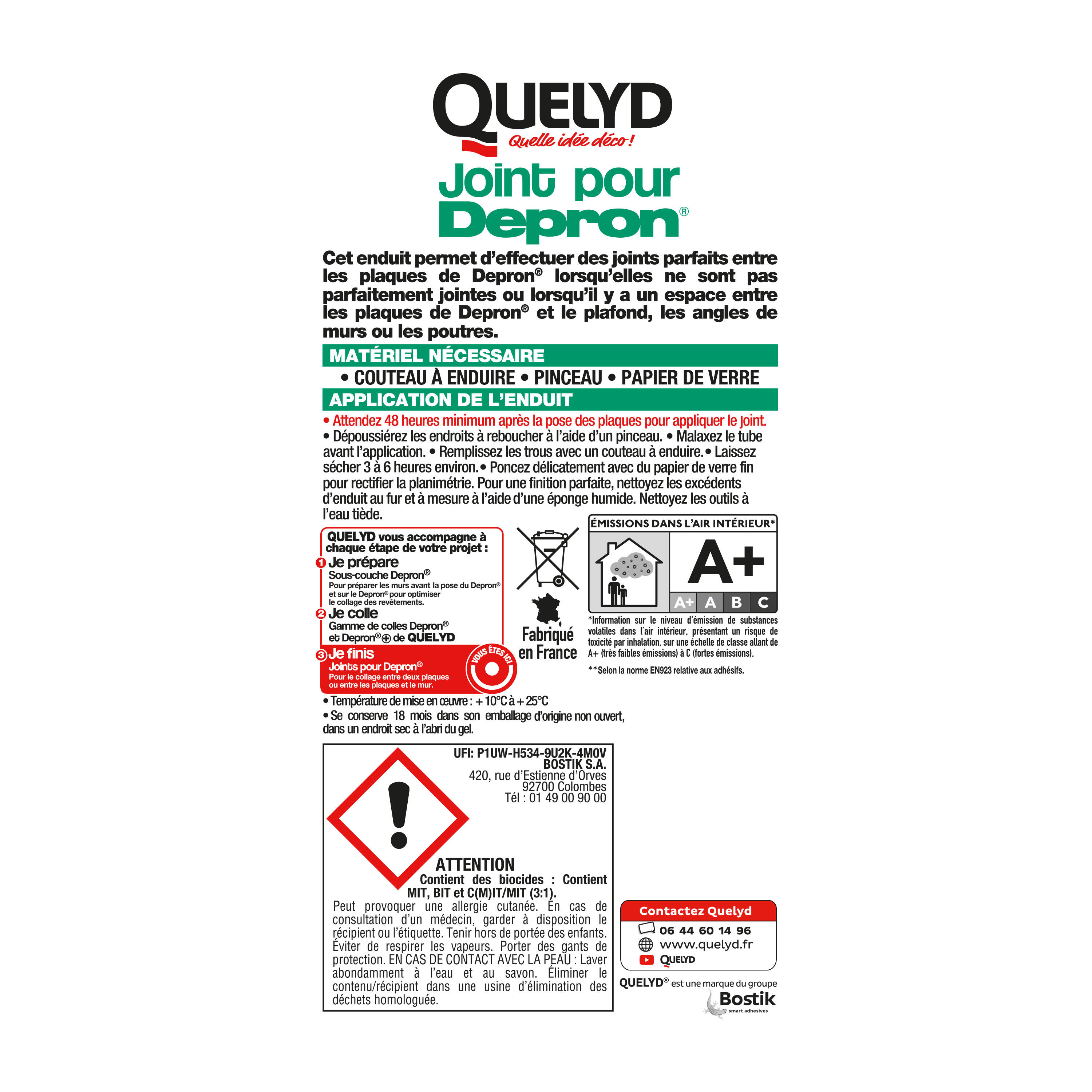 Colle de fixation pâte MS polymère QUELYD Depron joints blanc, 300g - 2