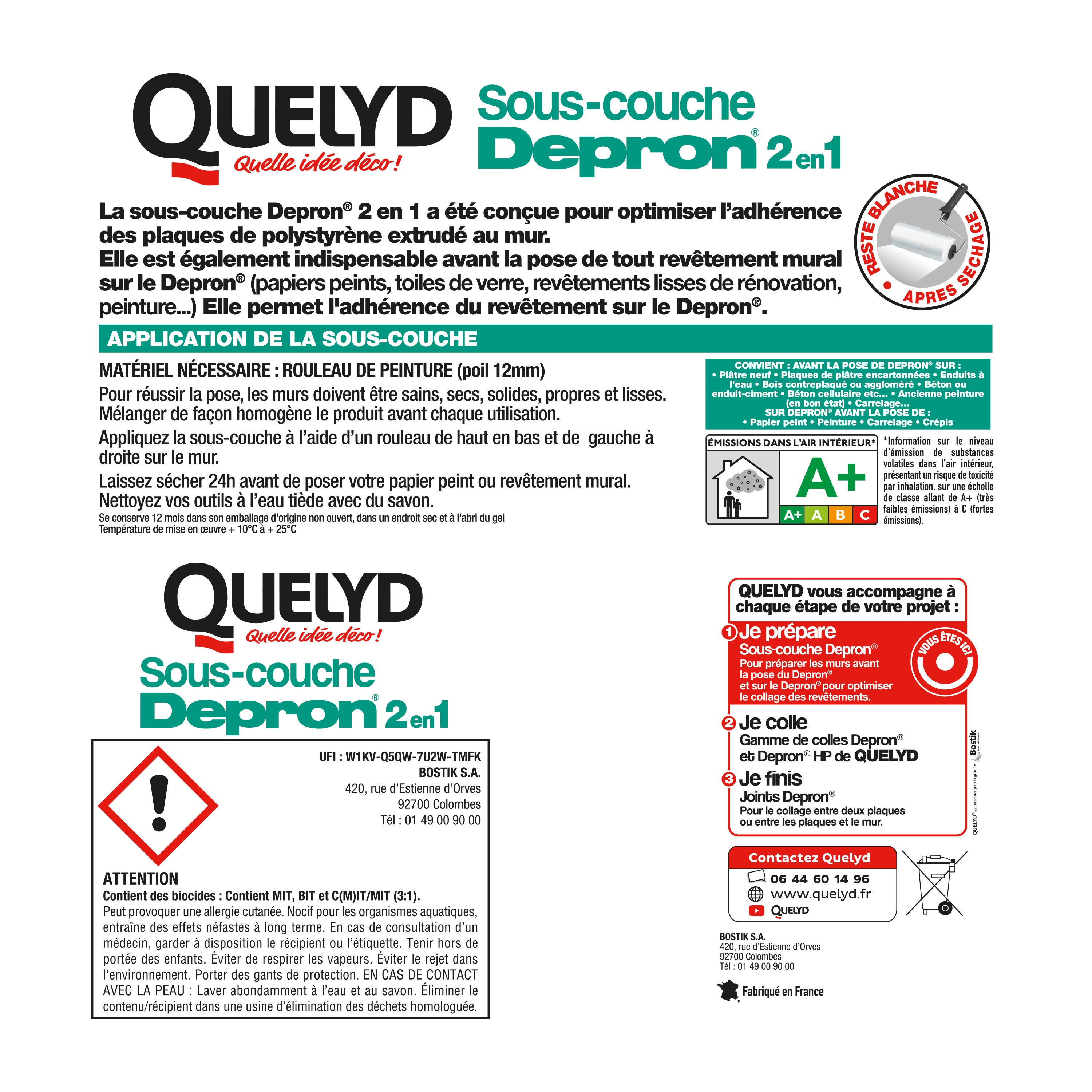 Sous-couche pour matériaux isolants mur et plafond QUELYD blanc 2.5 L - 3