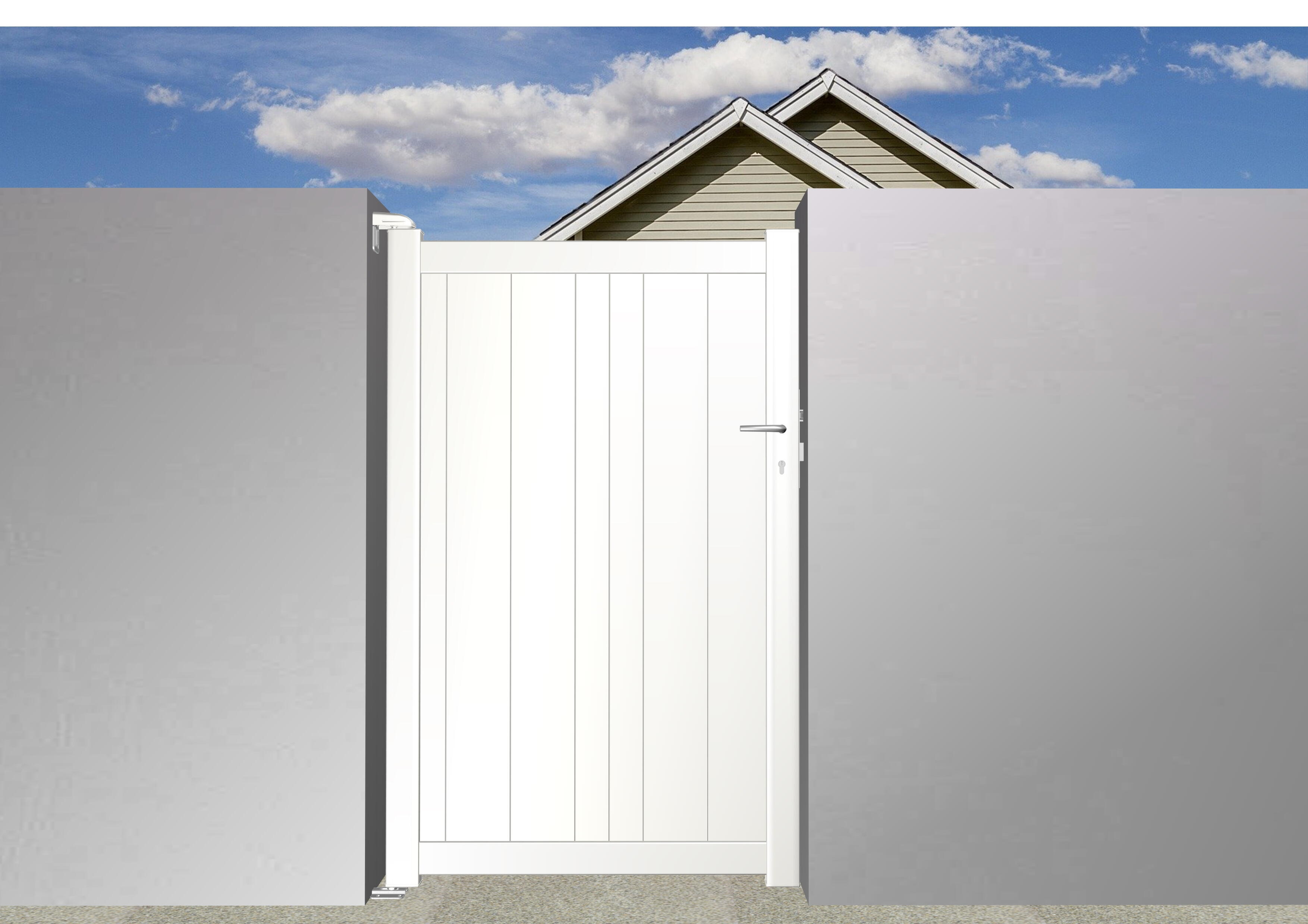 Portillon plein AZAGRA l.100xH.160cm p.gauche blanc lisse 9016 | Leroy ...