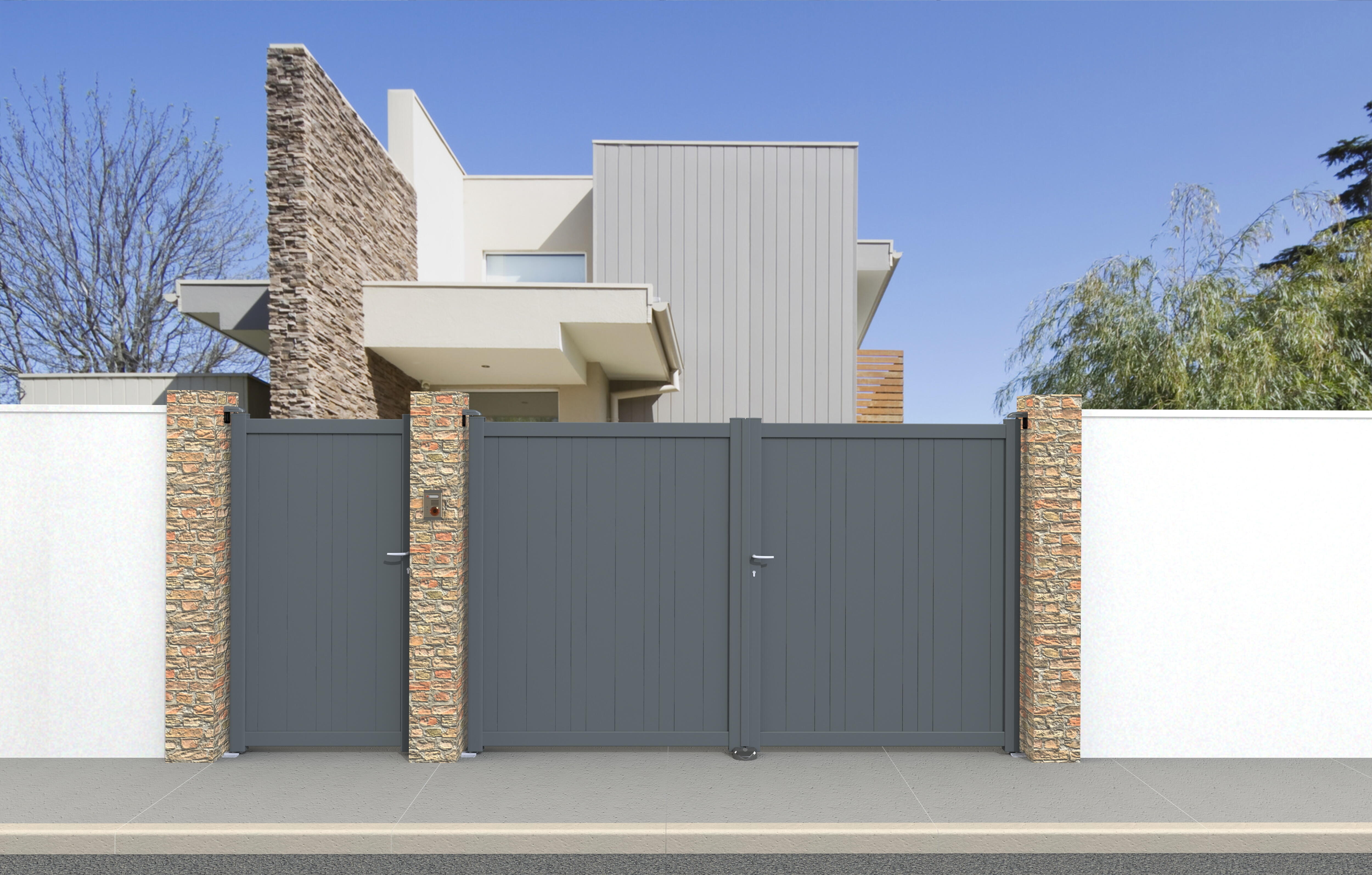 Azagra Portillon plein AZAGRA l.100xH.180cm p.droite gris grainé 7016 | Leroy ...