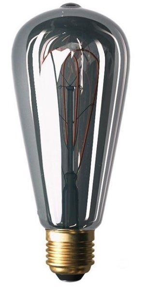 Ampoule LED Décorative Tube XL - Verre Fumé Noir, Culot E27, Lumière Chaude 3000K | Neuf Sous Emballage