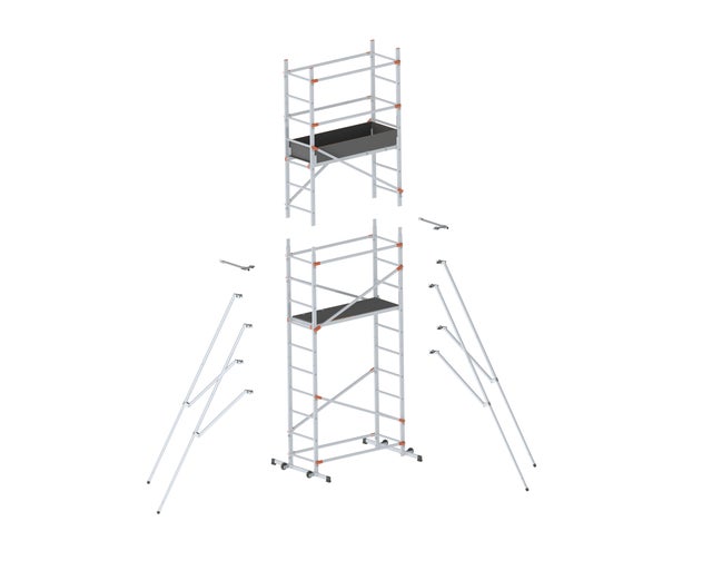 Trabattello GIERRE Fast&Lock 400+600 in alluminio  portata max 150 kg dimensioni 3,08x1,70x1,20 m altezza di lavoro 5.8 m
