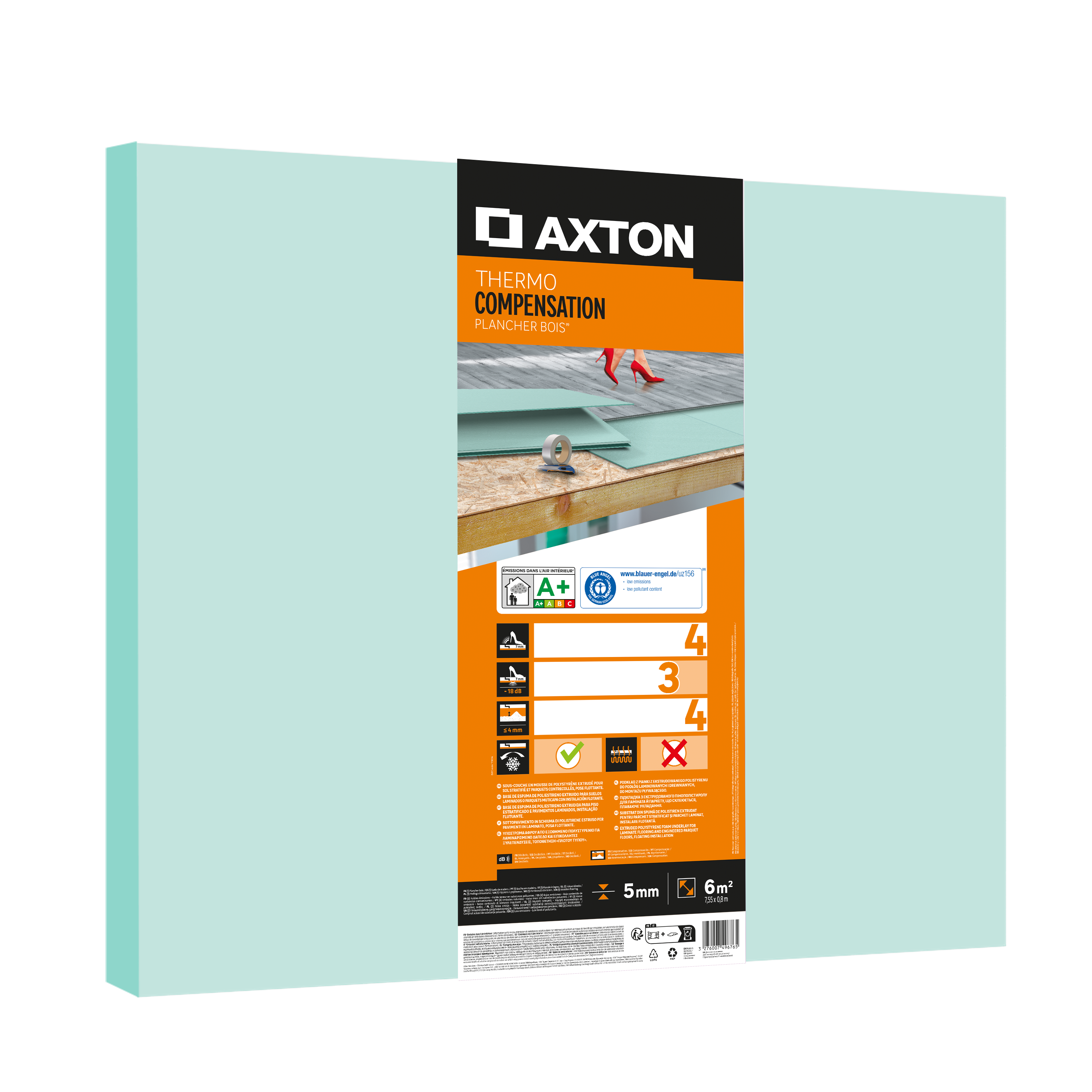 Sous-couche sol stratifié, Thermo compensation sans pare-vapeur Ep.5mm AXTON 6m² - 4
