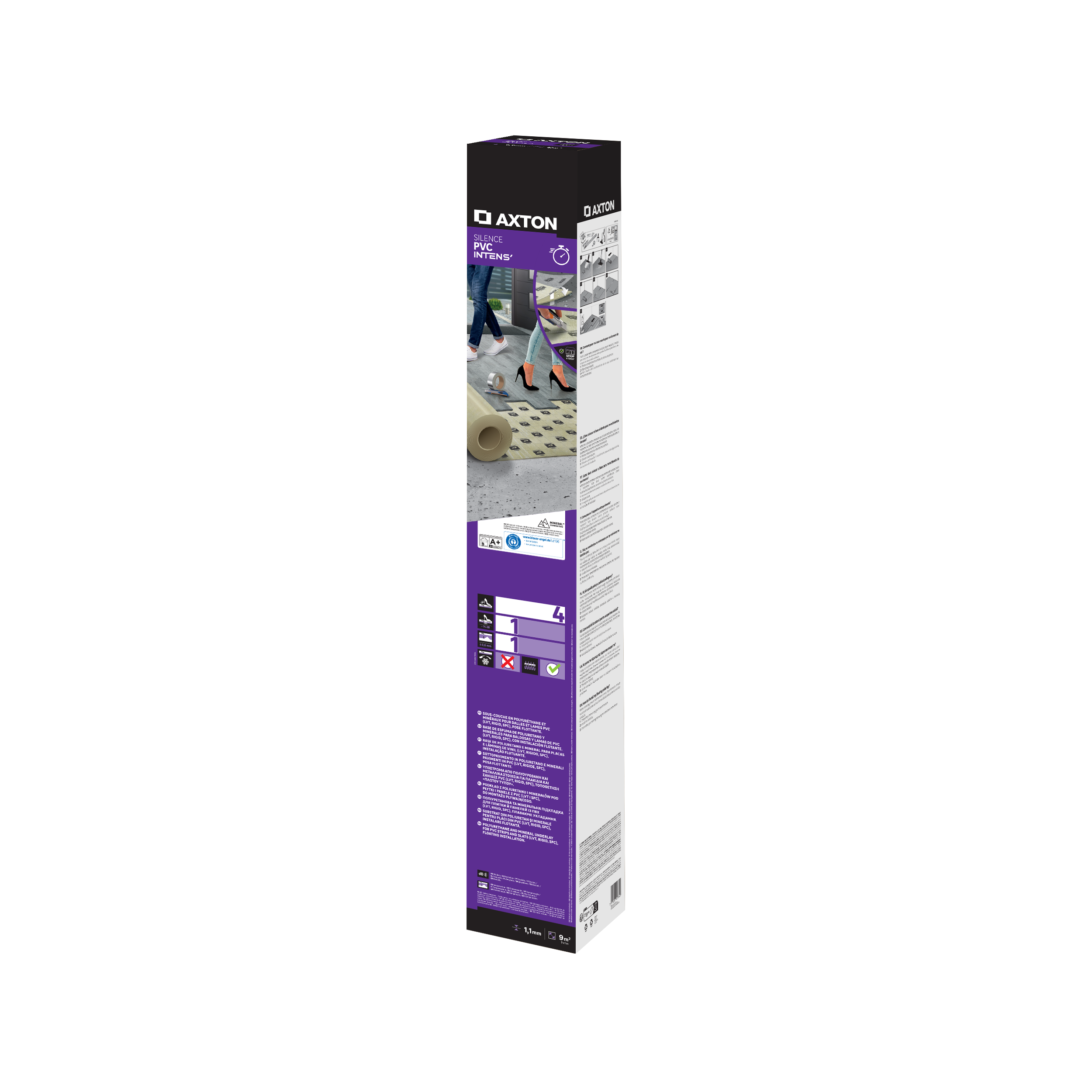 Sous-couche sol dalle / lame pvc avec pare-vapeur Intens' Ep.1.1 mm AXTON, 9 m² - 2