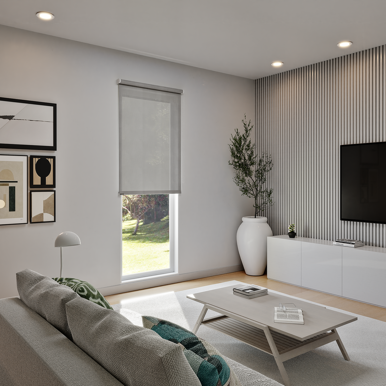 Store enrouleur tamisant Jive gris, l.120 x H.190 cm, INSPIRE Leroy