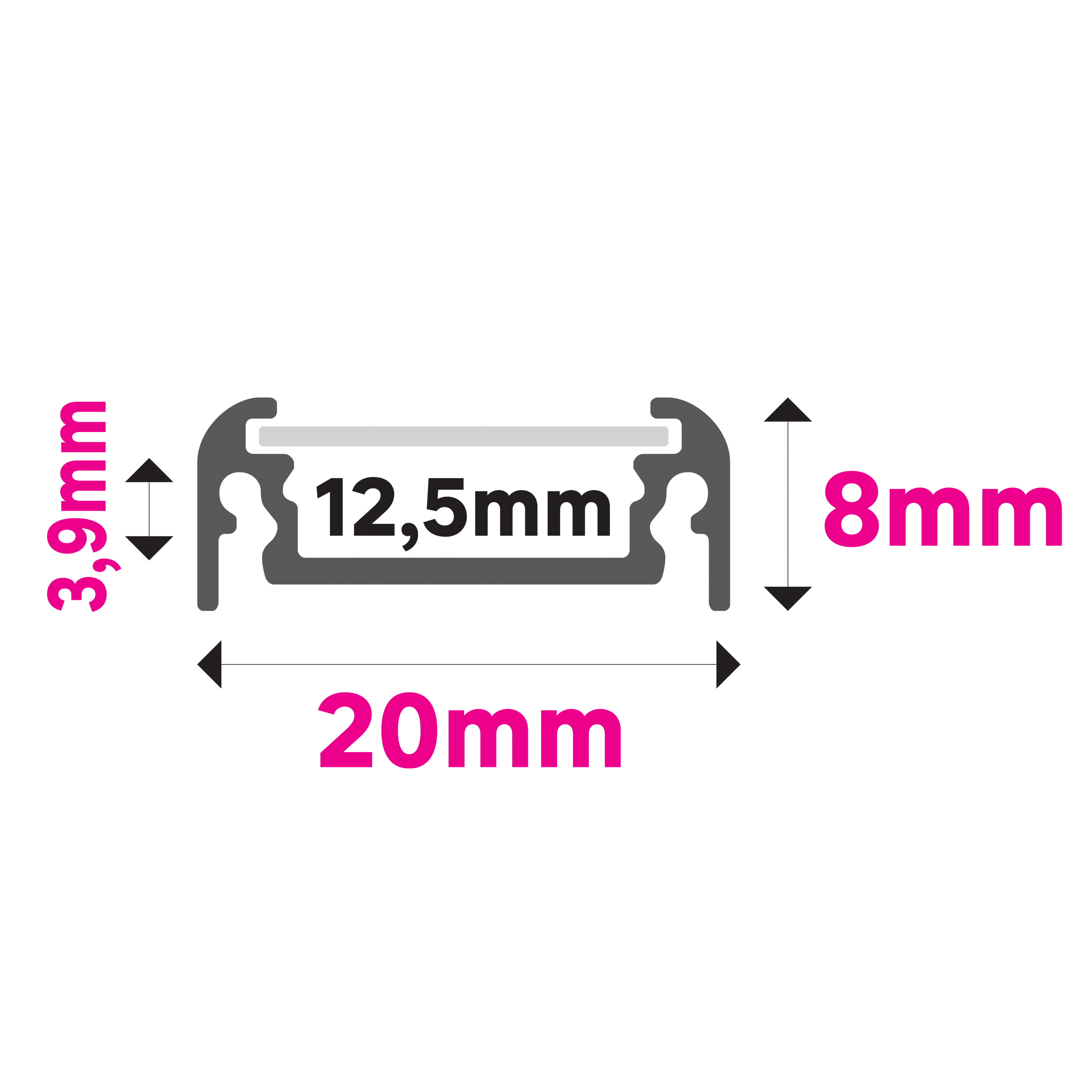 Profilé encastré 2 mètres pour ruban LED, noir, INSPIRE - 5