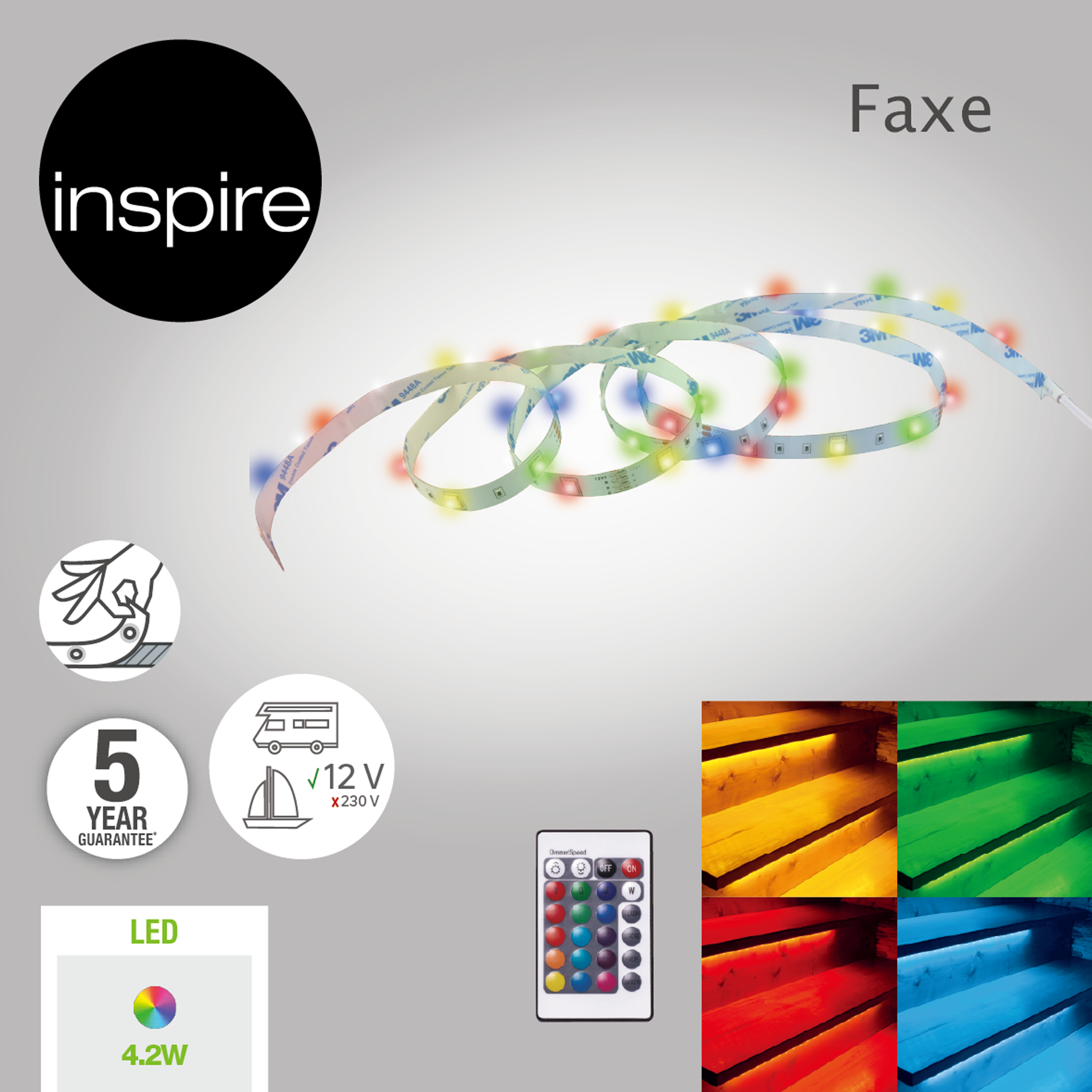 Ruban LED 12V L.1.5 m, changement de couleurs, Faxe INSPIRE - 2