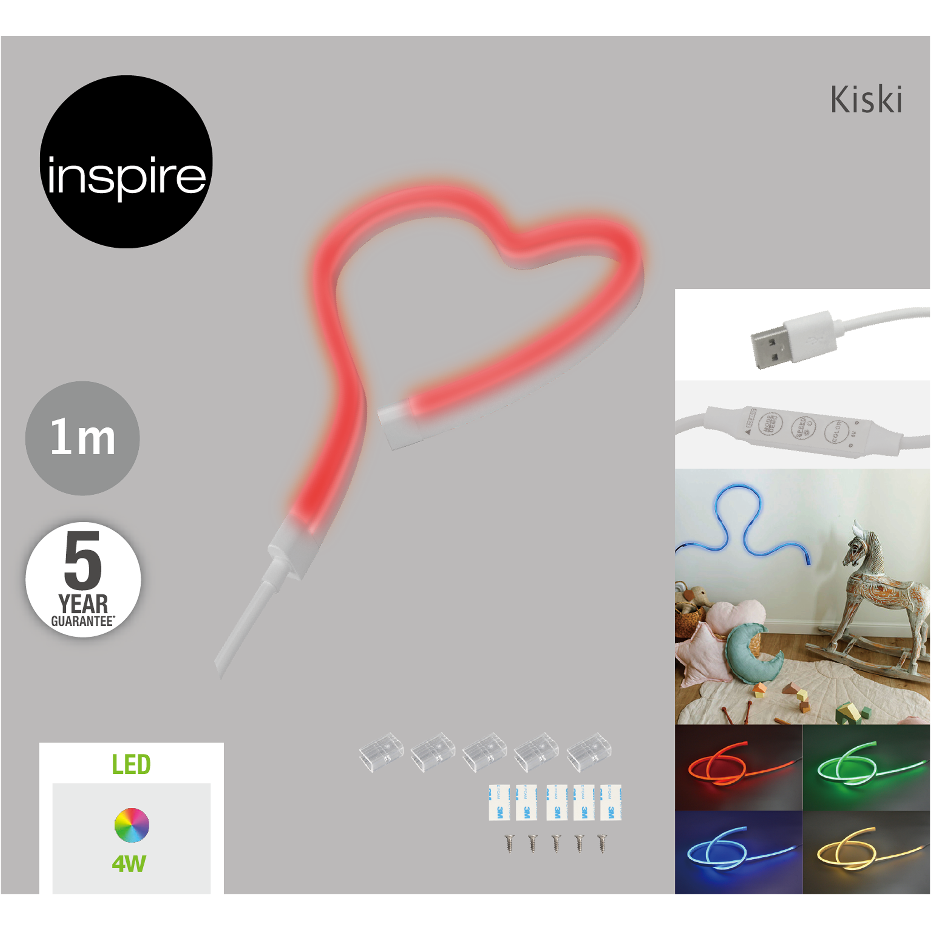 Ruban LED USB Néon, L.1 m, changement de couleurs, Kiski INSPIRE - 2