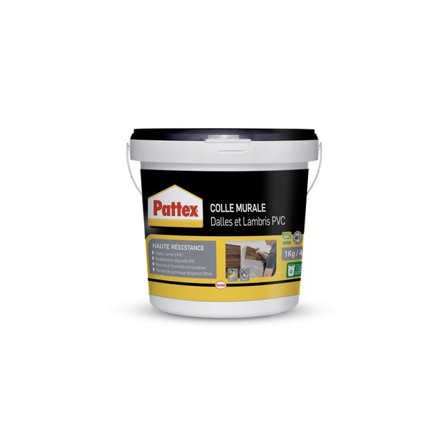 Colle pâte Revêtement murale pvc PATTEX, 1 Kg blanc