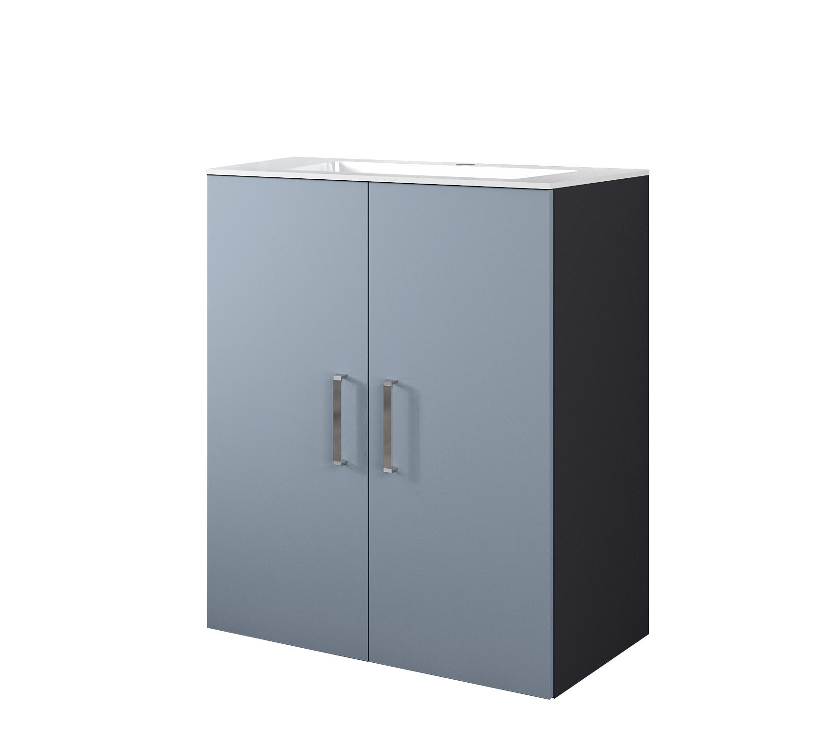 Mobile lavanderia con lavabo incluso Desi 2 ante grigio e laccato indaco opaco P 49 x L 70 x H 90 cm - 2