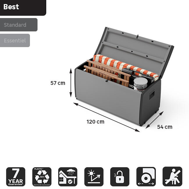 Banco-baúl de resina para exterior SPACEO Spaceo Box 120 x 57 x 54 cm y capacidad de 308 L - 6