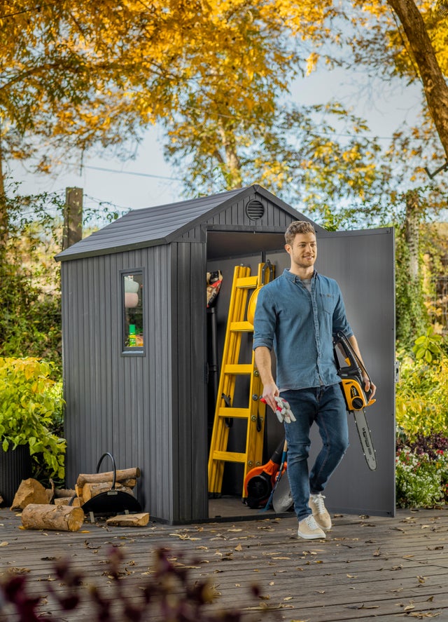 Abri de jardin résine KETER Darwin 46 gris Ep.16 mm, 2.2 m²