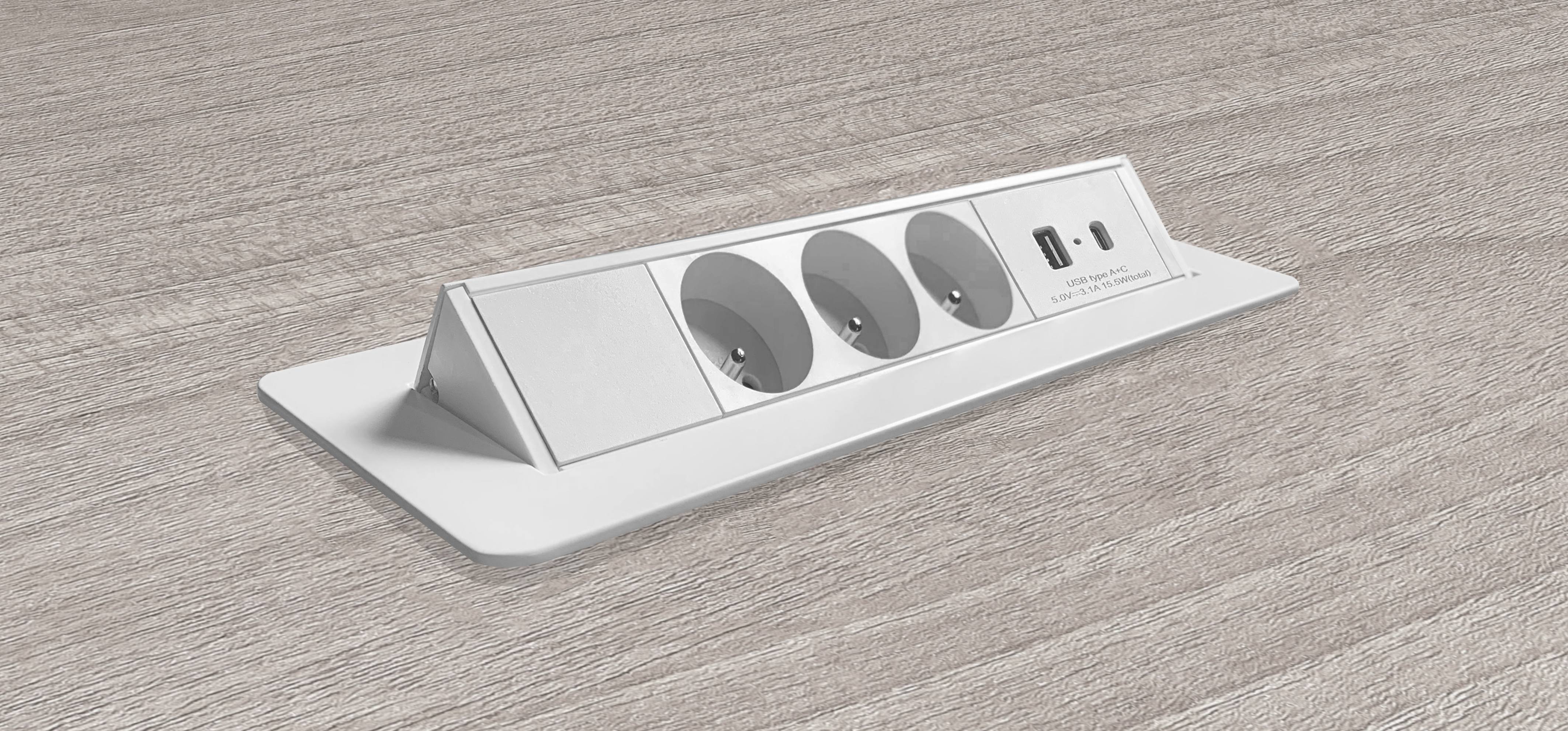 Bloc pivotant à extraction usb c, 3 prises blanc ARLUX - 2