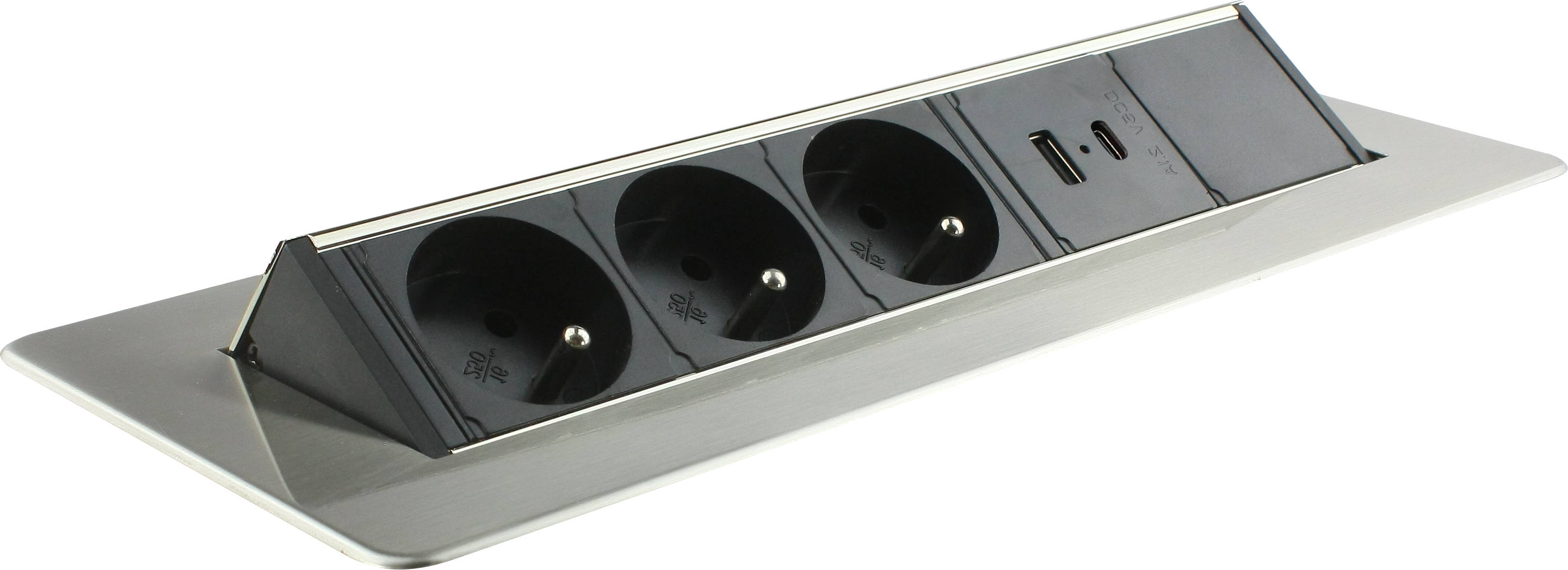 Bloc multiprise pivotant à extraction usb c, 3 prises aluminium ARLUX - 2