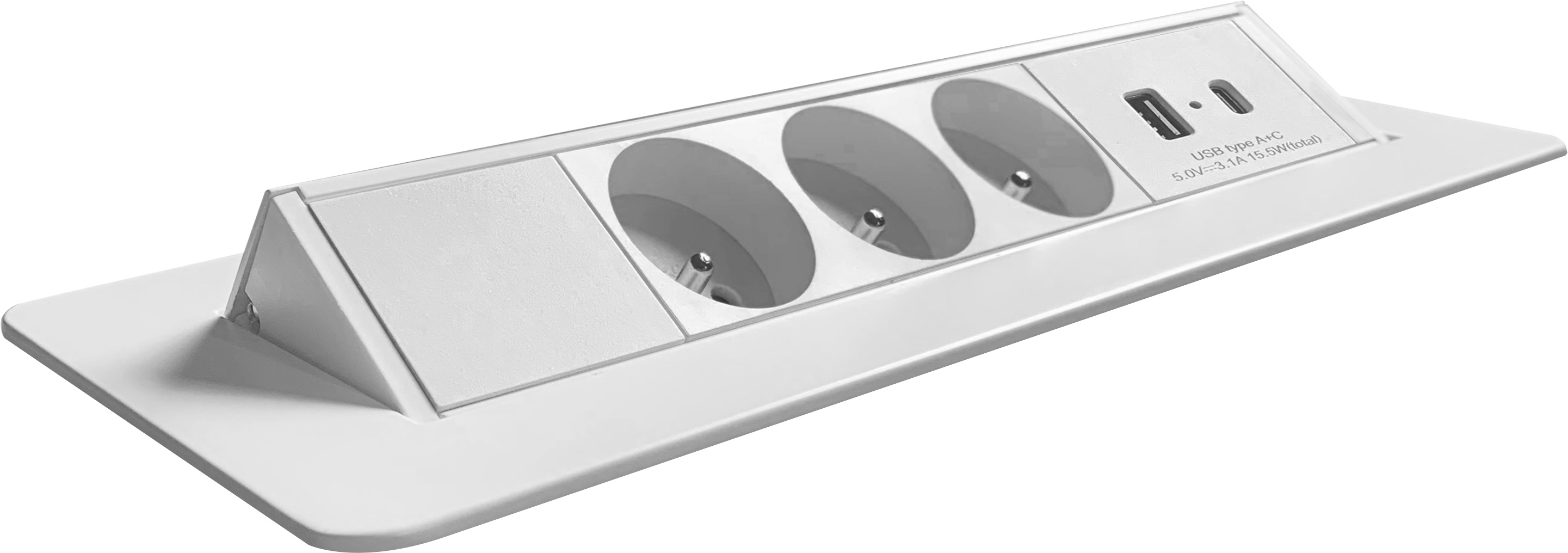 Bloc pivotant à extraction usb c, 3 prises blanc ARLUX - 4