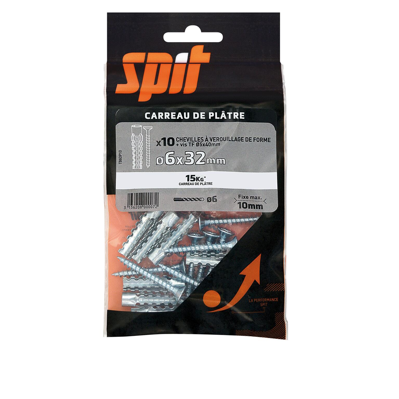 Lot de 10 Cheville murale avec vis SPIT, Ø6 x L.32 mm - 3