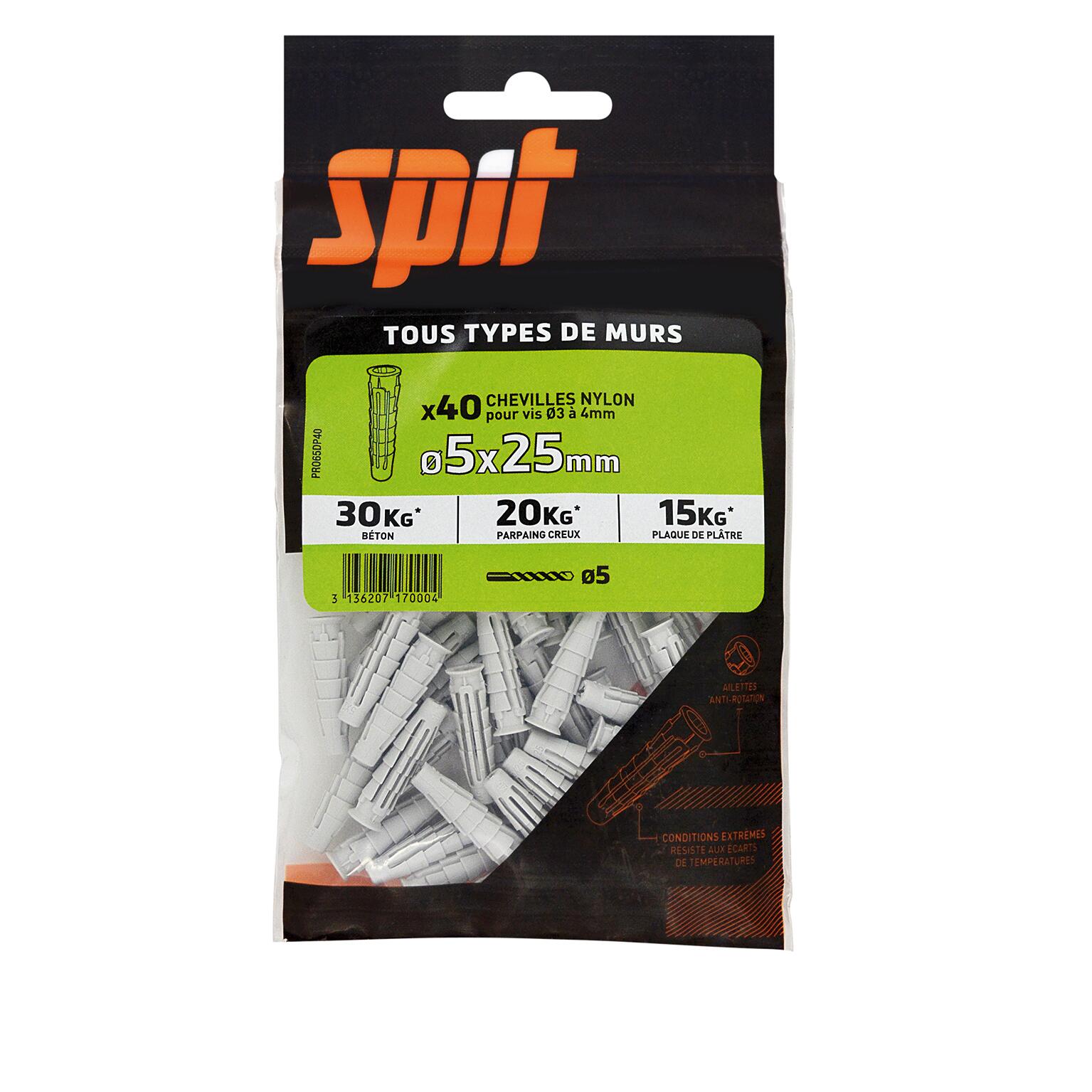 Lot de 40 Cheville murale SPIT, Ø5 x L.25 mm - 3