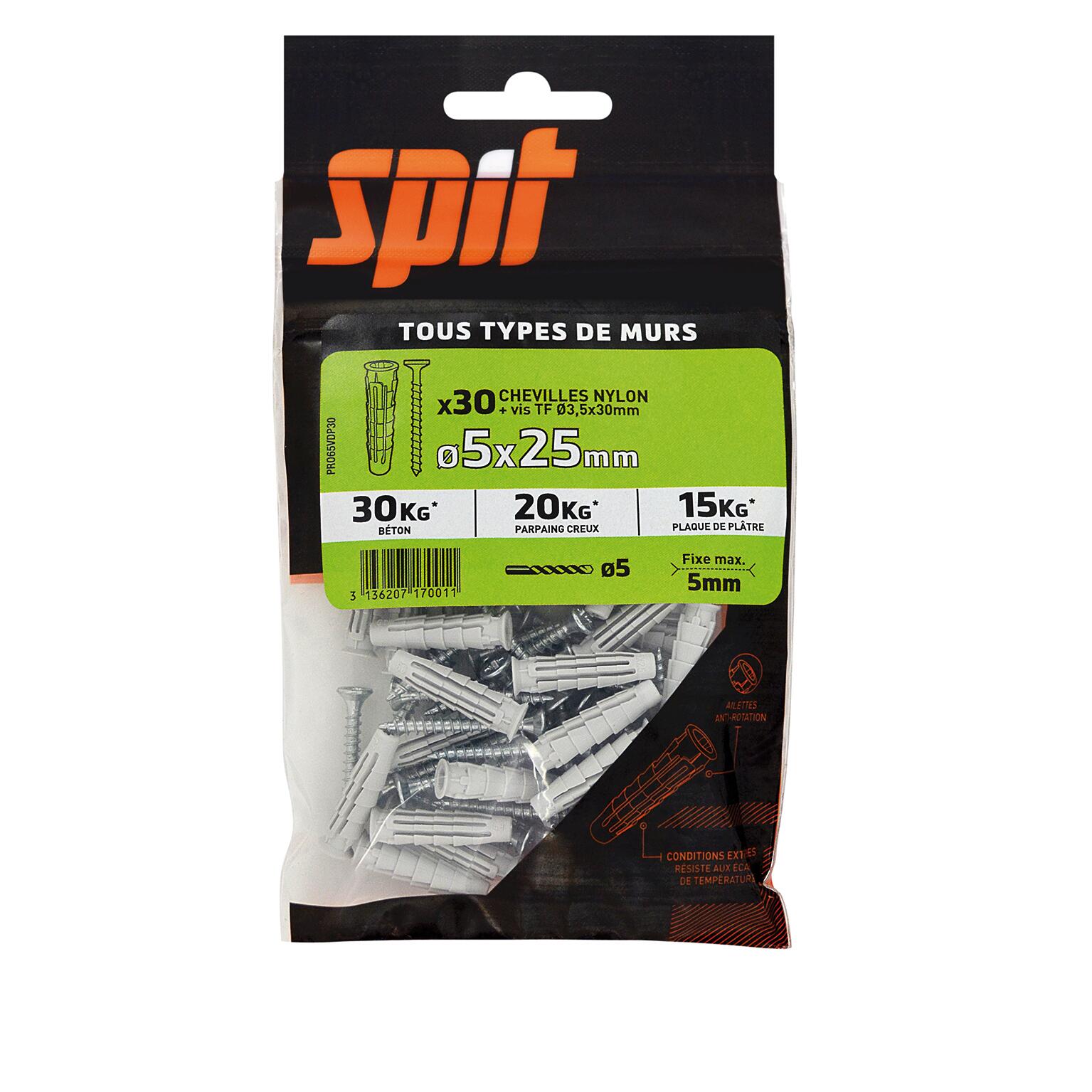 30 chevilles et vis SPIT, Ø5 x L.25 mm - 3