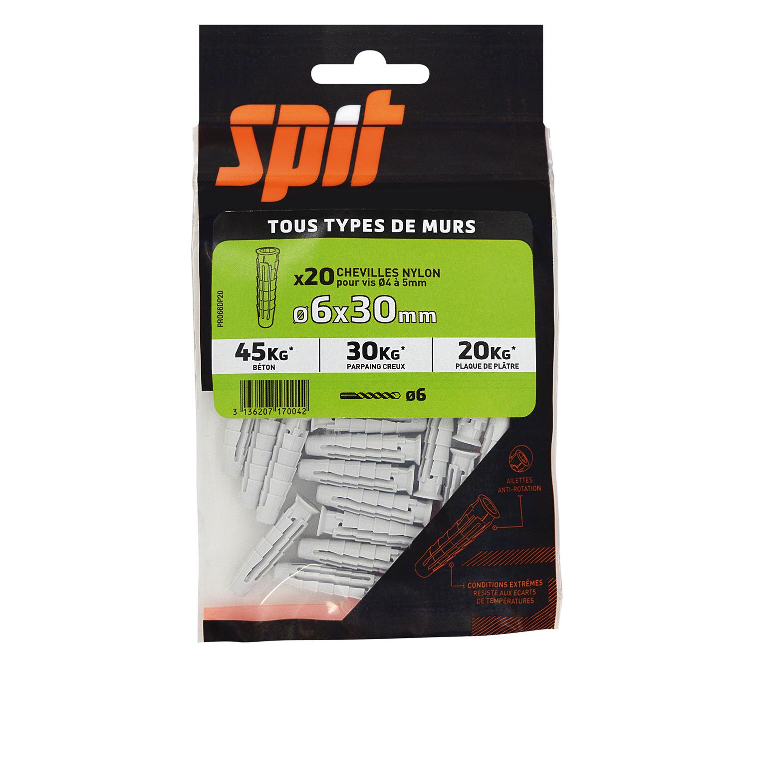Lot de 20 Cheville murale SPIT, Ø6 x L.30 mm - 2