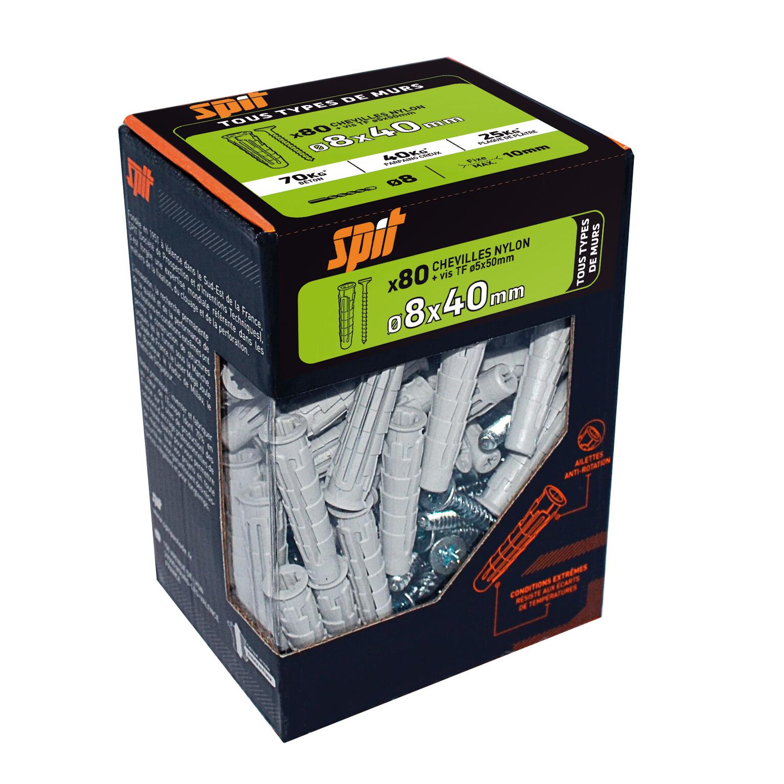 Lot de 80 Cheville murale SPIT, Ø8 x L.40 mm - 3