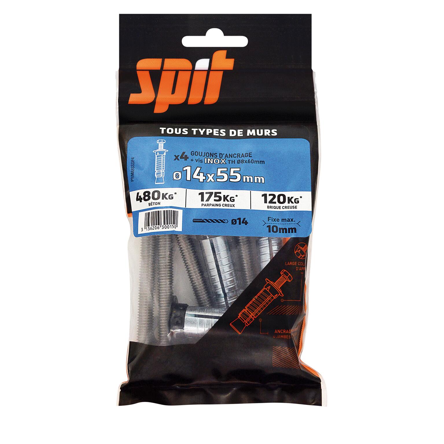 Kit chevilles acier SPIT x 4, Diam. 8 x L.55 mm - 3