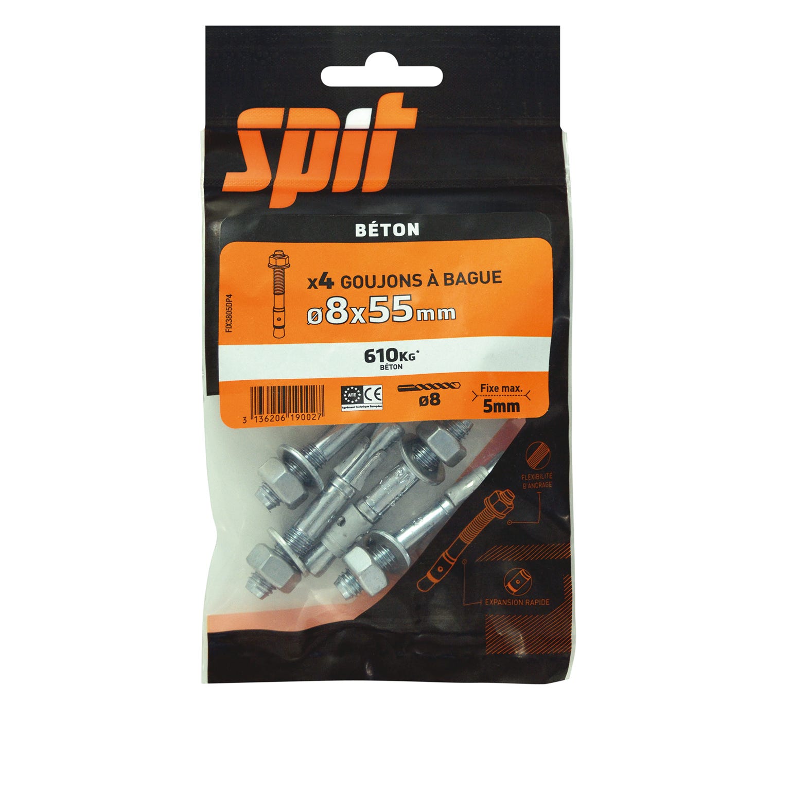 kit sachet de 2 chevilles 12x200 M6 et M8 kit sachet de 2 chevilles 12x200 M6 et M8