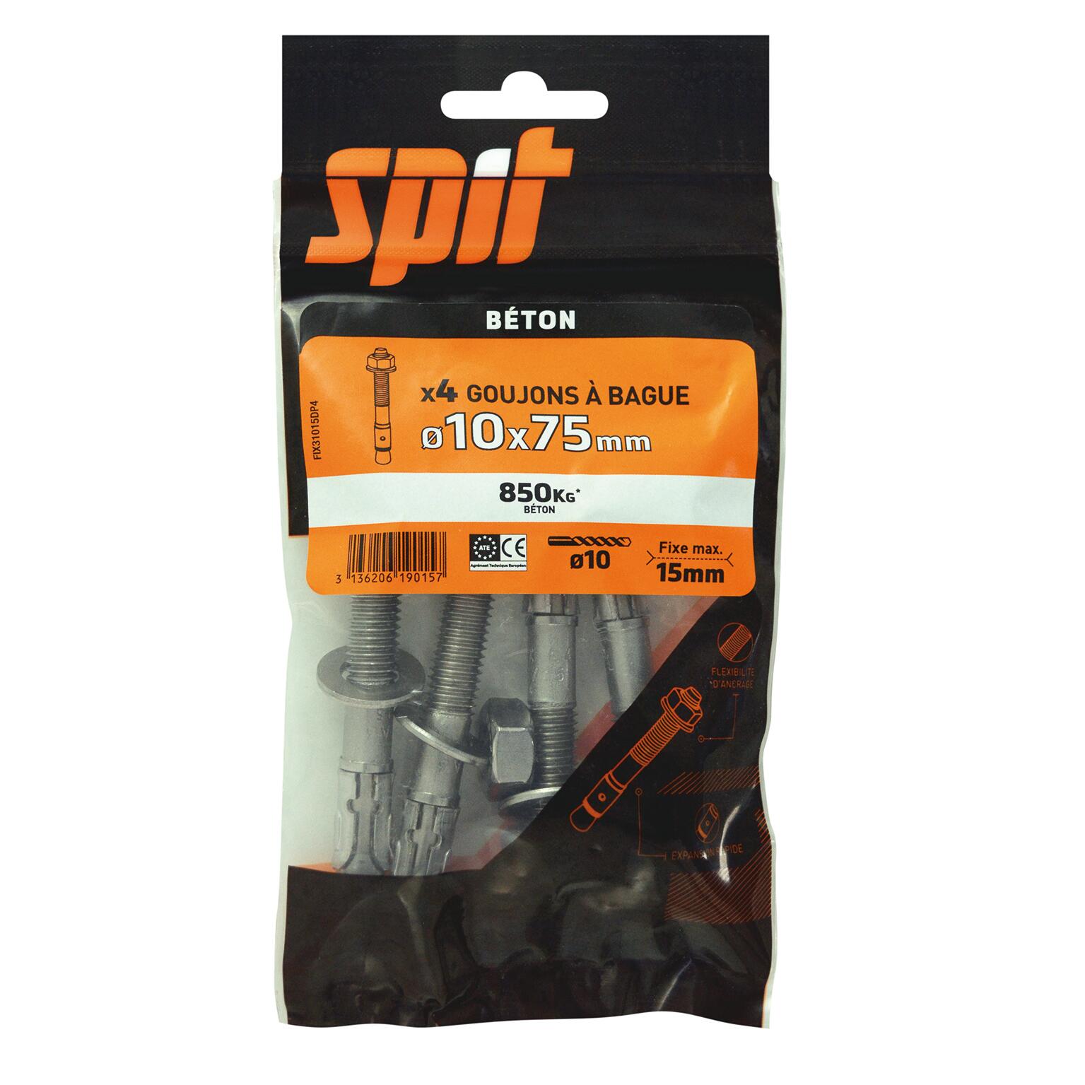 Lot de 4 Cheville murale avec vis fix3 SPIT, Ø10 x L.75 mm - 3