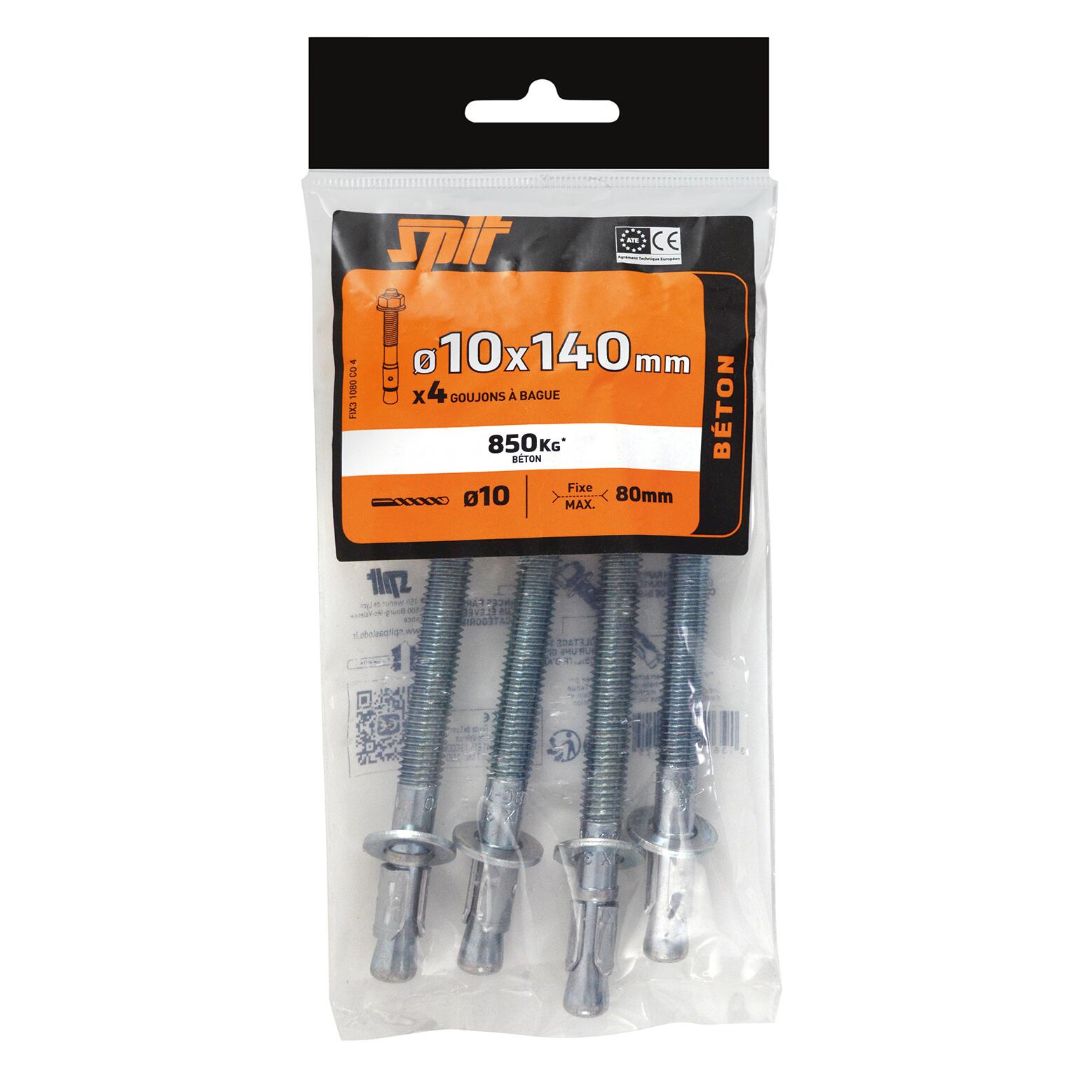 Lot de 4 Cheville murale avec vis fix3 SPIT, Ø10 x L.140 mm - 3