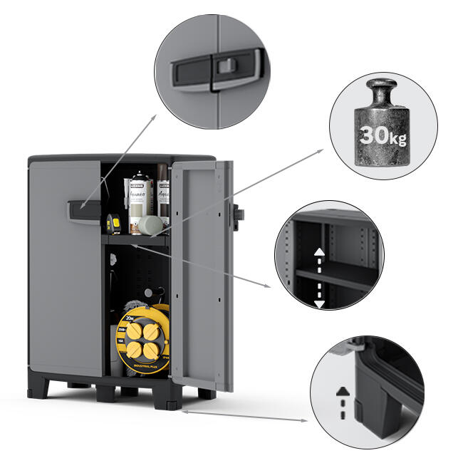 Armadio basso Excellence SPACEO in polipropilene, nero L 65 x H 93 x P 39 cm 2 ante, adatto per interno/esterno - 13