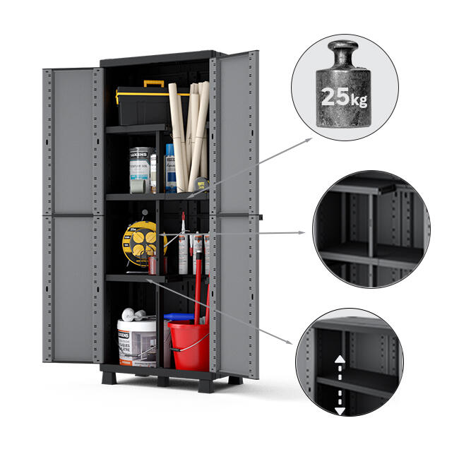 Armoire haute résine 3 étagères SPACEO, l.68 x H.170 x P.39 cm Leroy