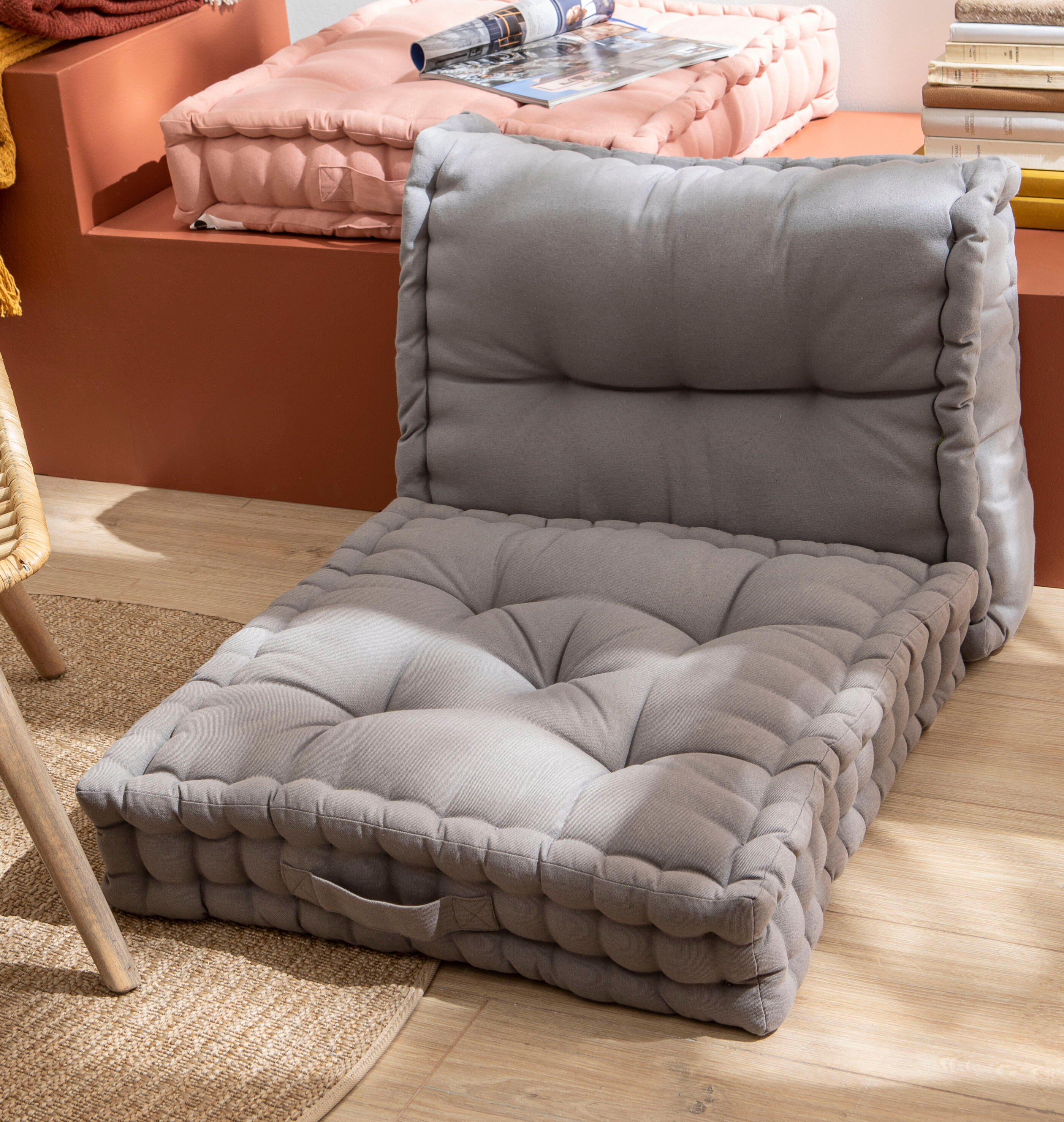 Cojín de suelo exterior/interior INSPIRE Luck gris granito 60x60x13cm - 10