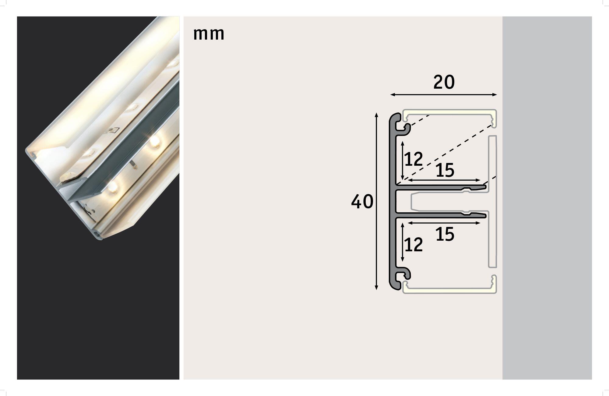 Profilé pour ruban LED L.1 m, Duo profil PAULMANN - 9