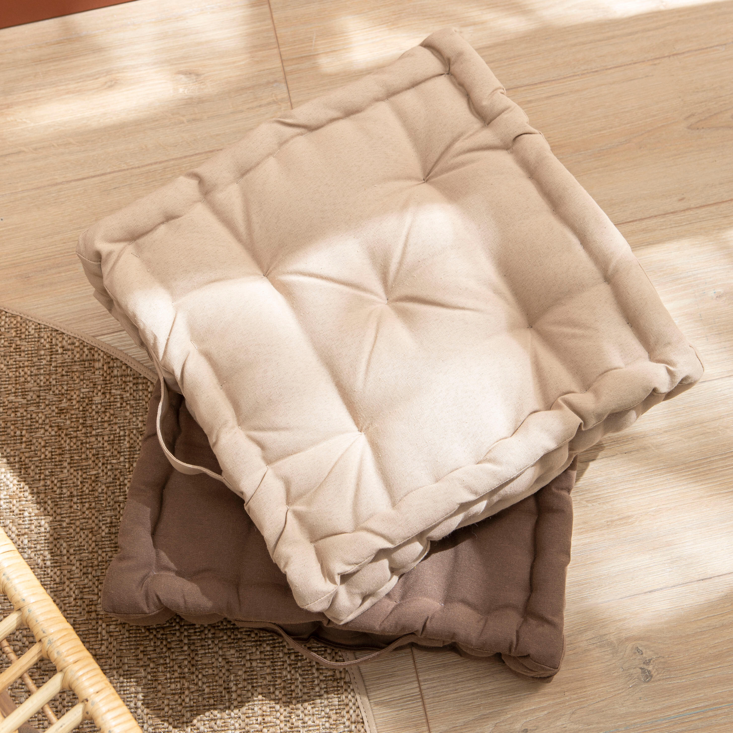 Coussin de sol Luck, déperlant, beige l.40 x H.40 cm INSPIRE - 7