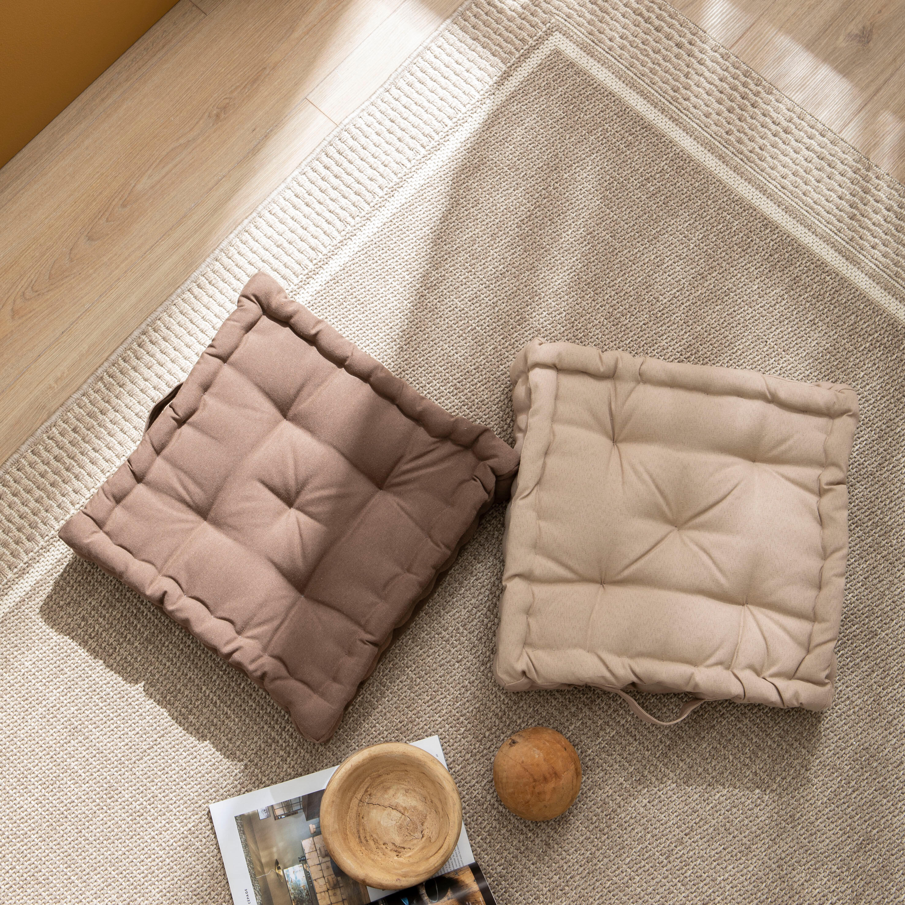 Coussin de sol Luck, déperlant, beige l.40 x H.40 cm INSPIRE - 8