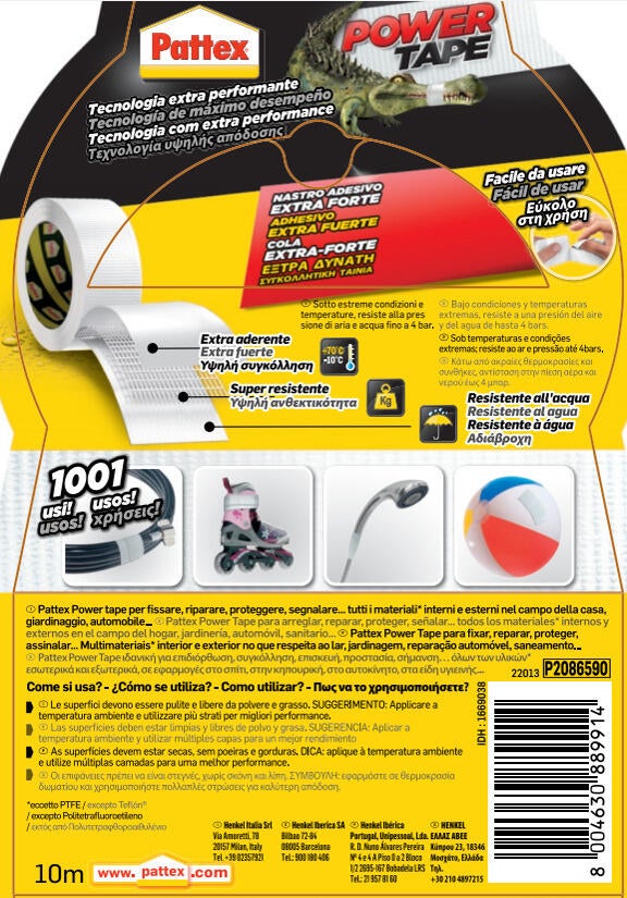 Ruban adhésif de PATTEX Power tape, face unique L.10 m x l.51 mm blanc - 8