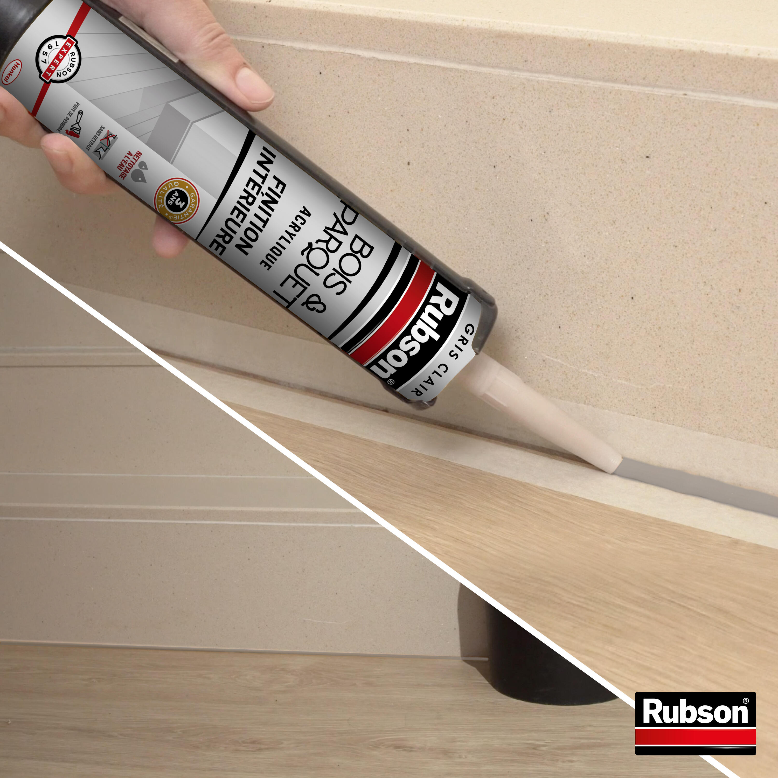 Mastic pour raccordement Bois et parquet RUBSON gris clair, 280 ml - 3