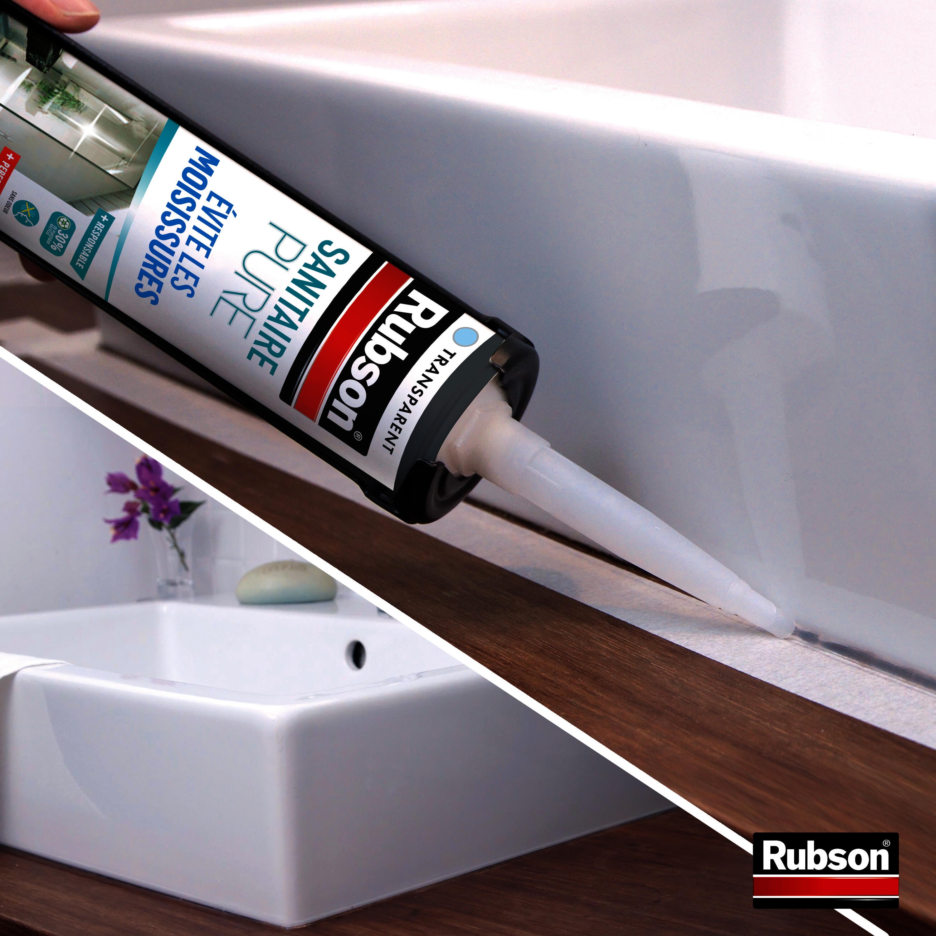 Mastic d'étanchéité Sanitaire pure RUBSON transparent 280ml - 2