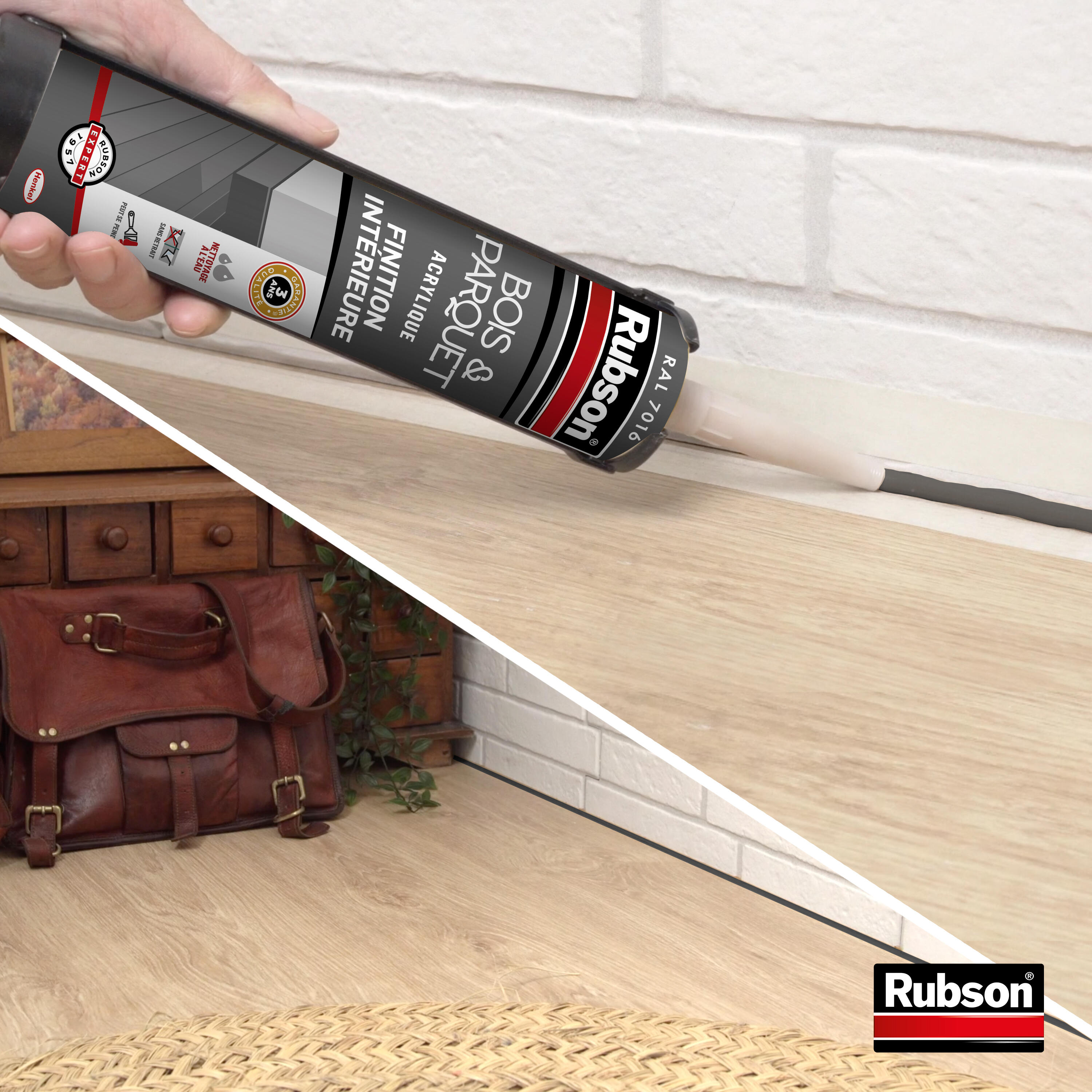 Mastic pour raccordement Bois et parquet RUBSON gris foncé, 280 ml - 2