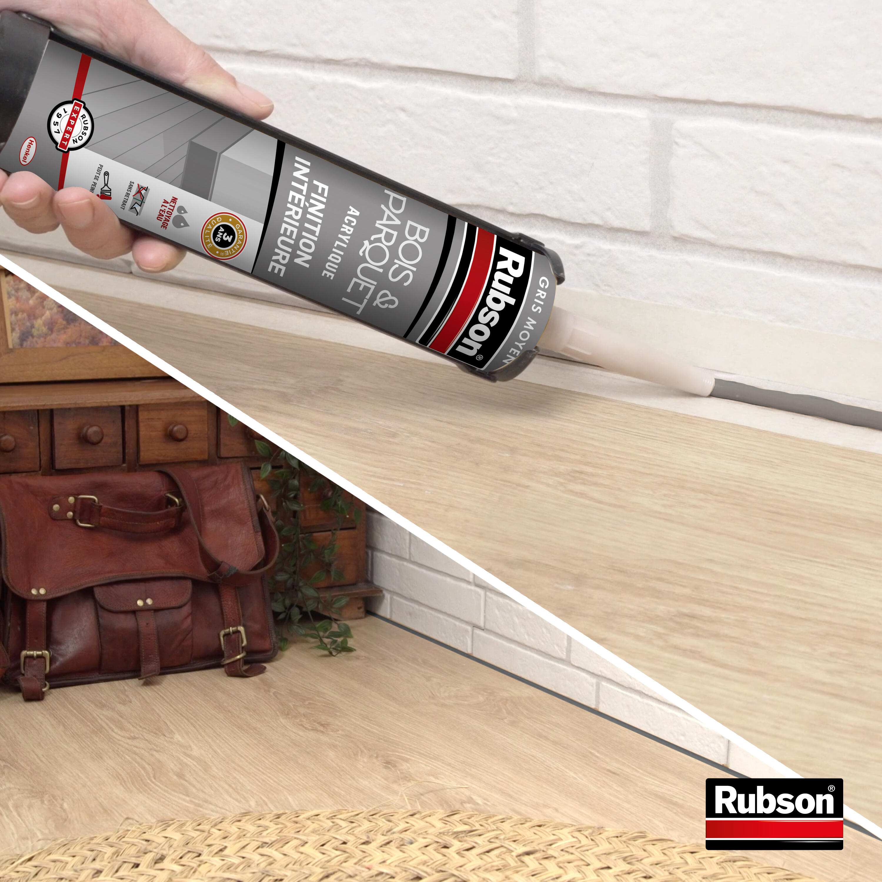 Mastic pour raccordement Bois et parquet RUBSON gris, 280 ml - 4