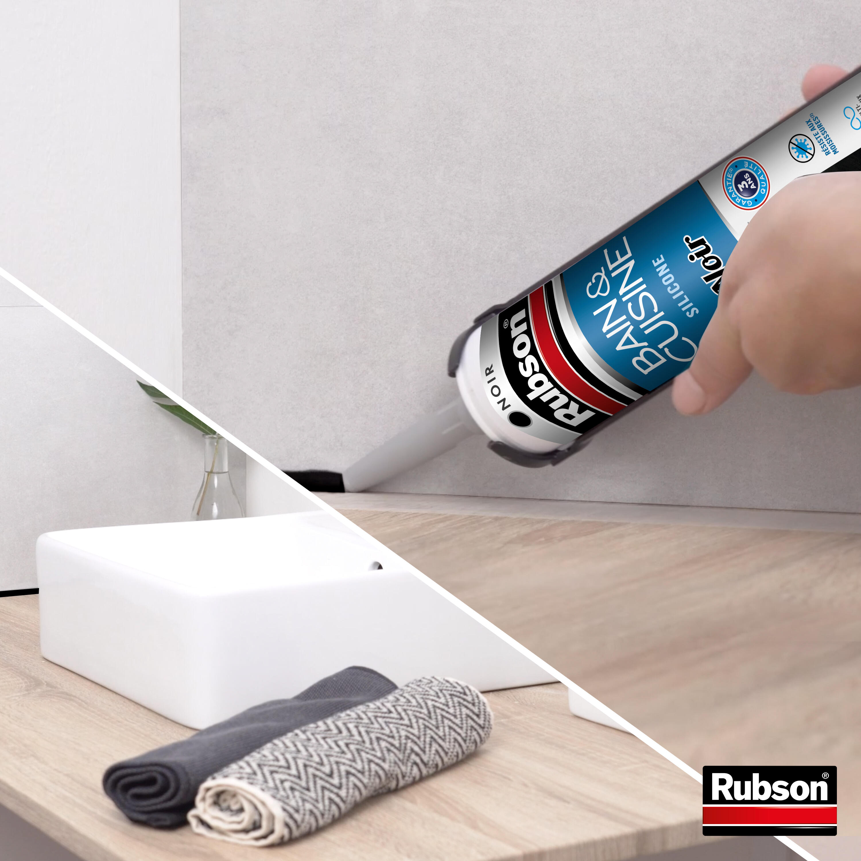 Silicone Bain et cuisine RUBSON noir, 280 ml - 3