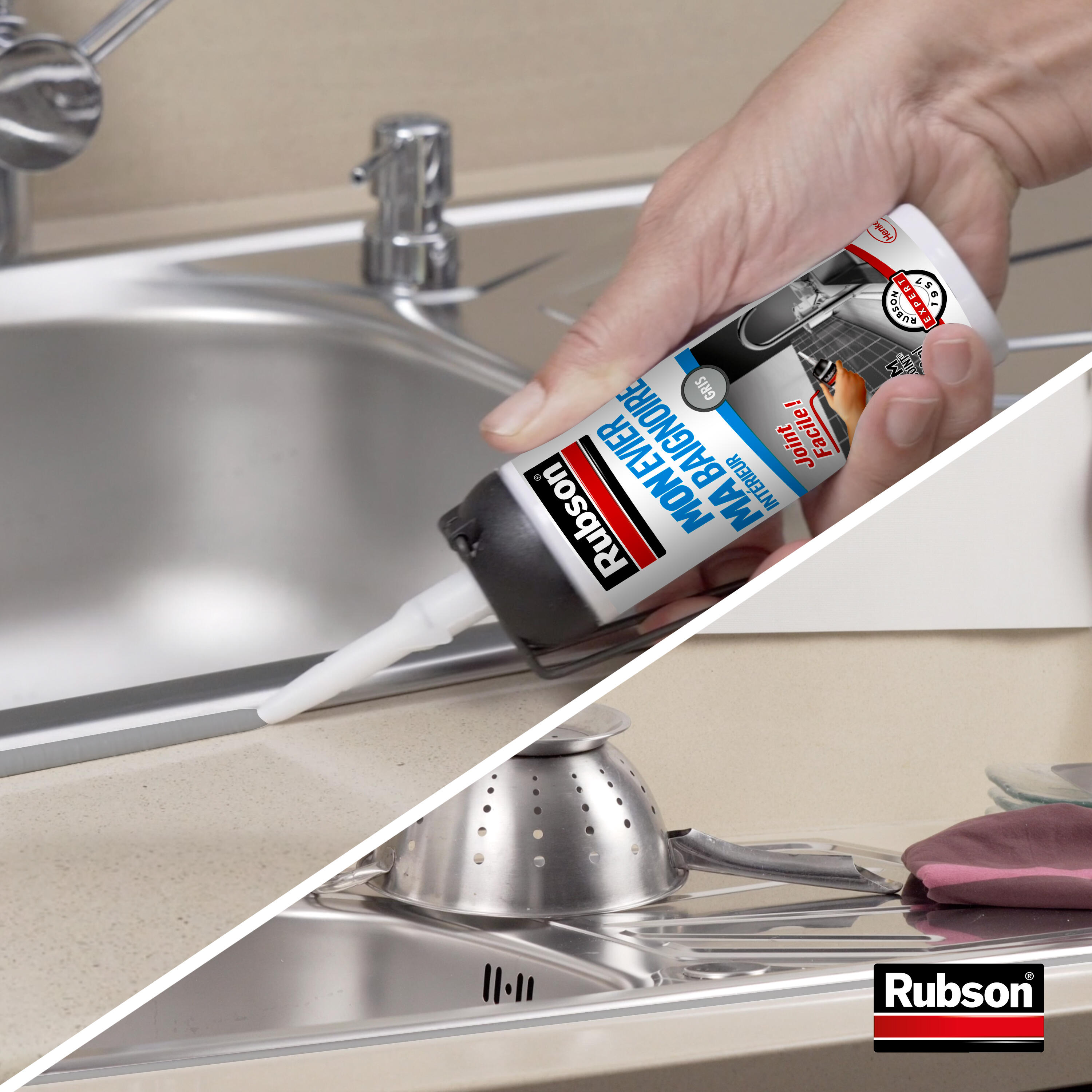 Silicone Mon evier, ma baignoire RUBSON gris, 100 ml - 3